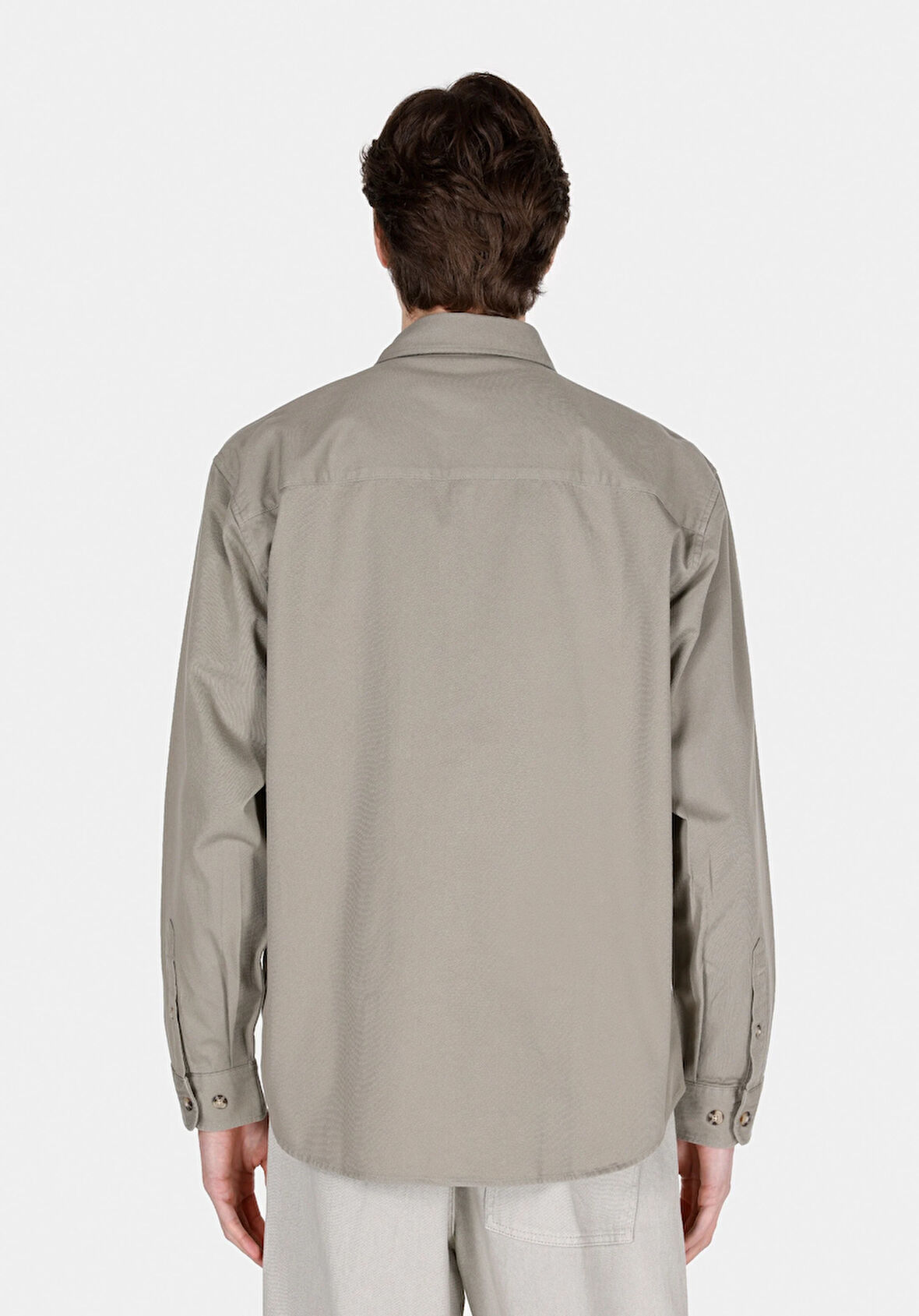 Comfort Fit Shirt Neck Düz Erkek Yeşil Uzun Kol Gömlek Cl1073012