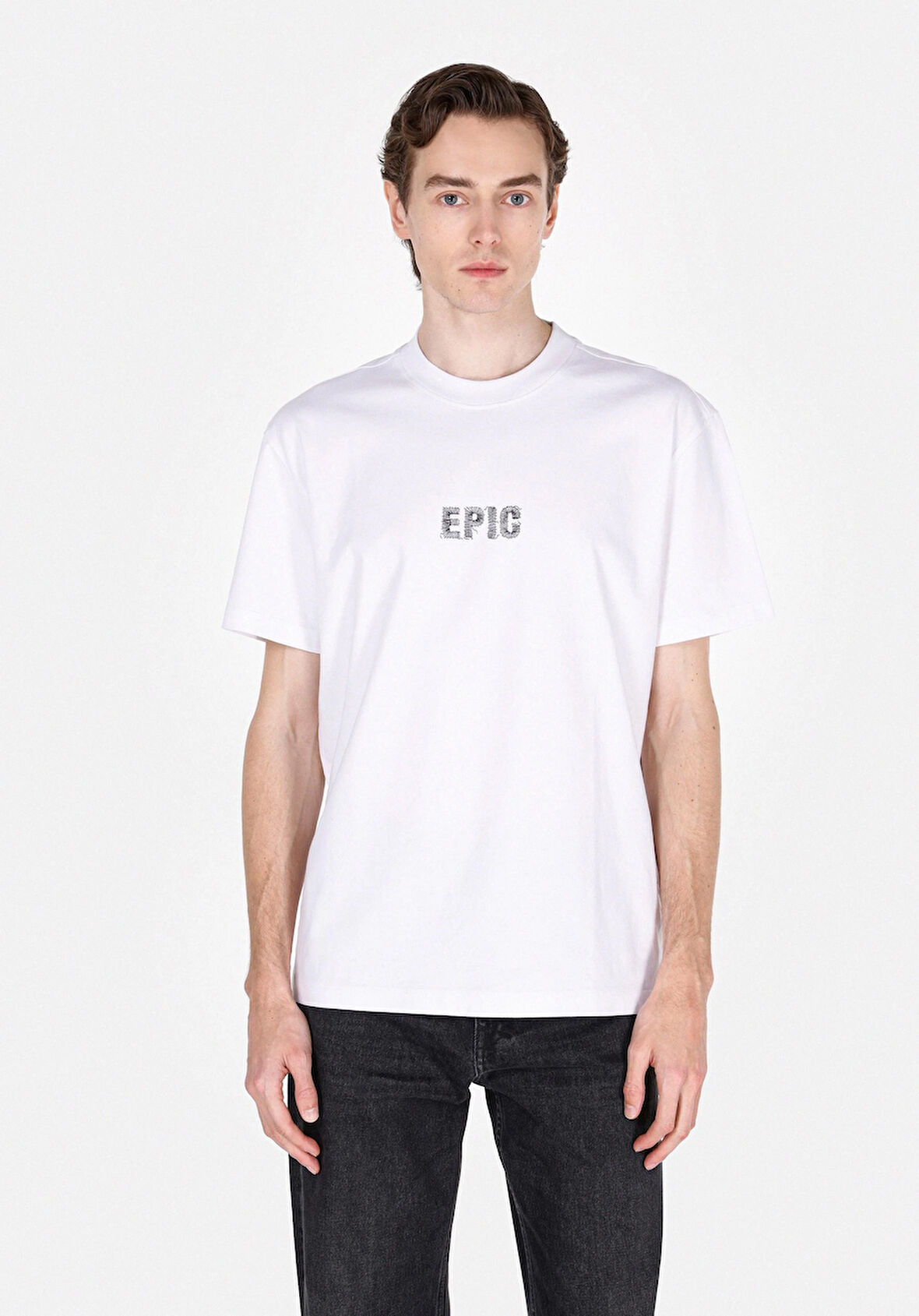 Comfort Fit Yuvarlak Yaka Düz Erkek Beyaz Kısa Kol Tişört Cl1073098