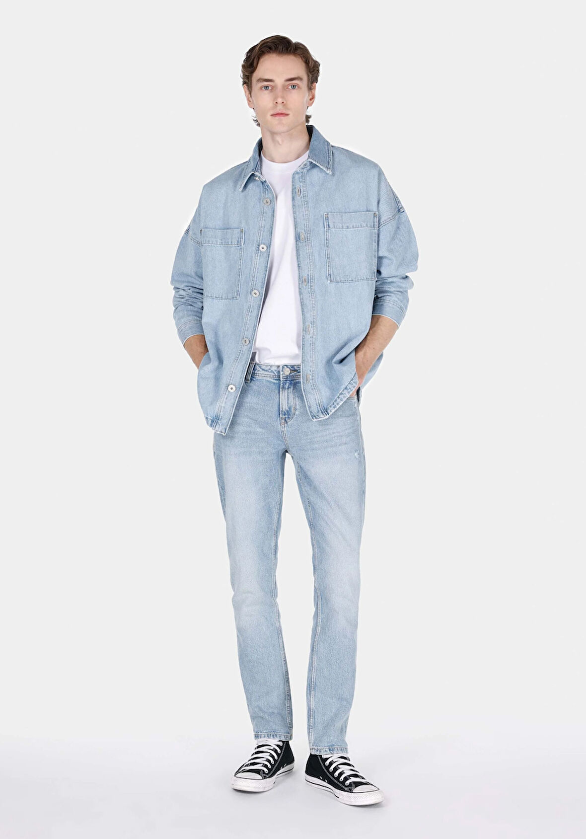 044 Karl Straight Fit Düşük Bel Düz Paça Erkek Mavi Jean Pantolon Cl1073395