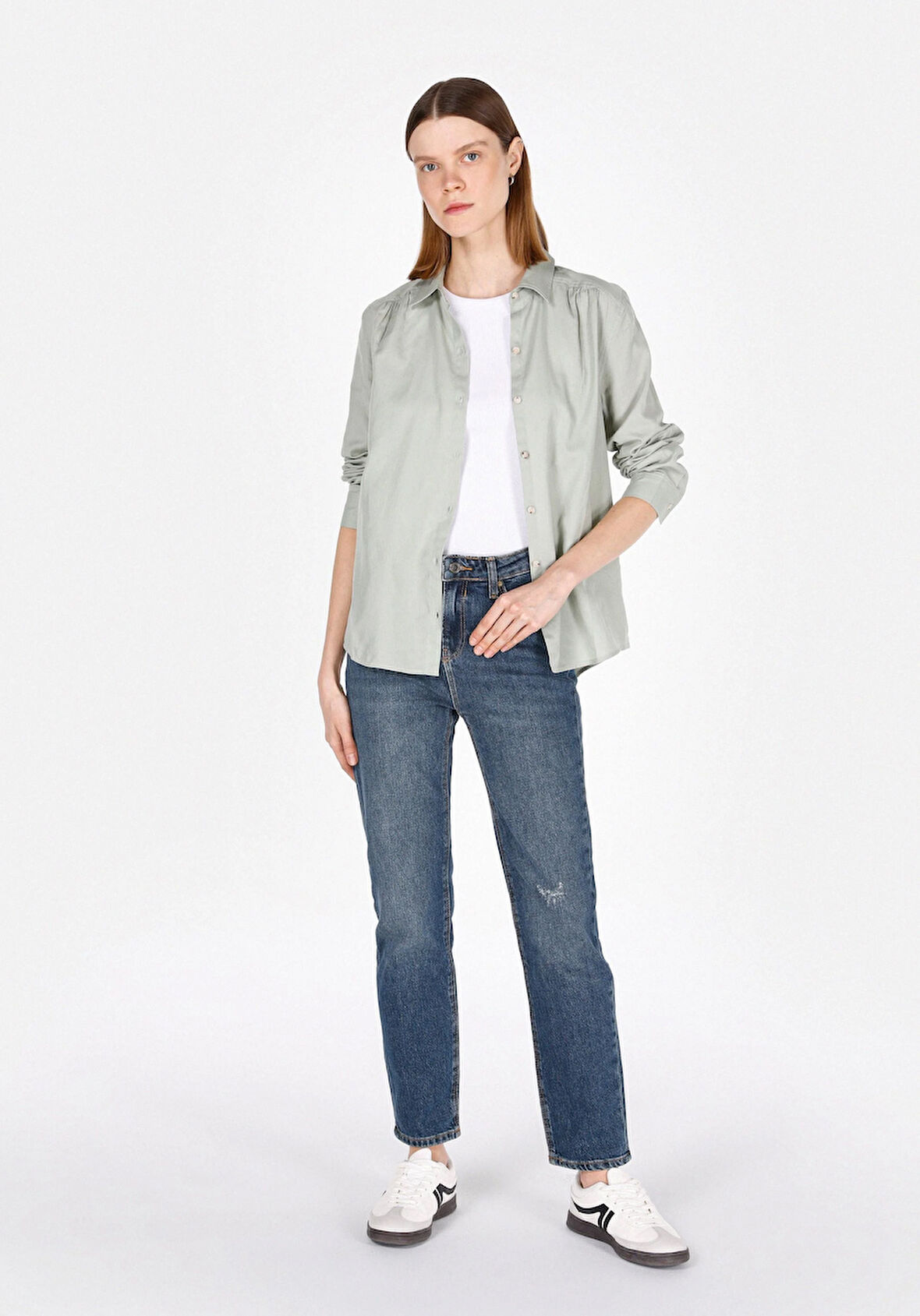 703 Carla Slim Fit Orta Bel Düz Paça Kadın Mavi Jean Pantolon Cl1073493