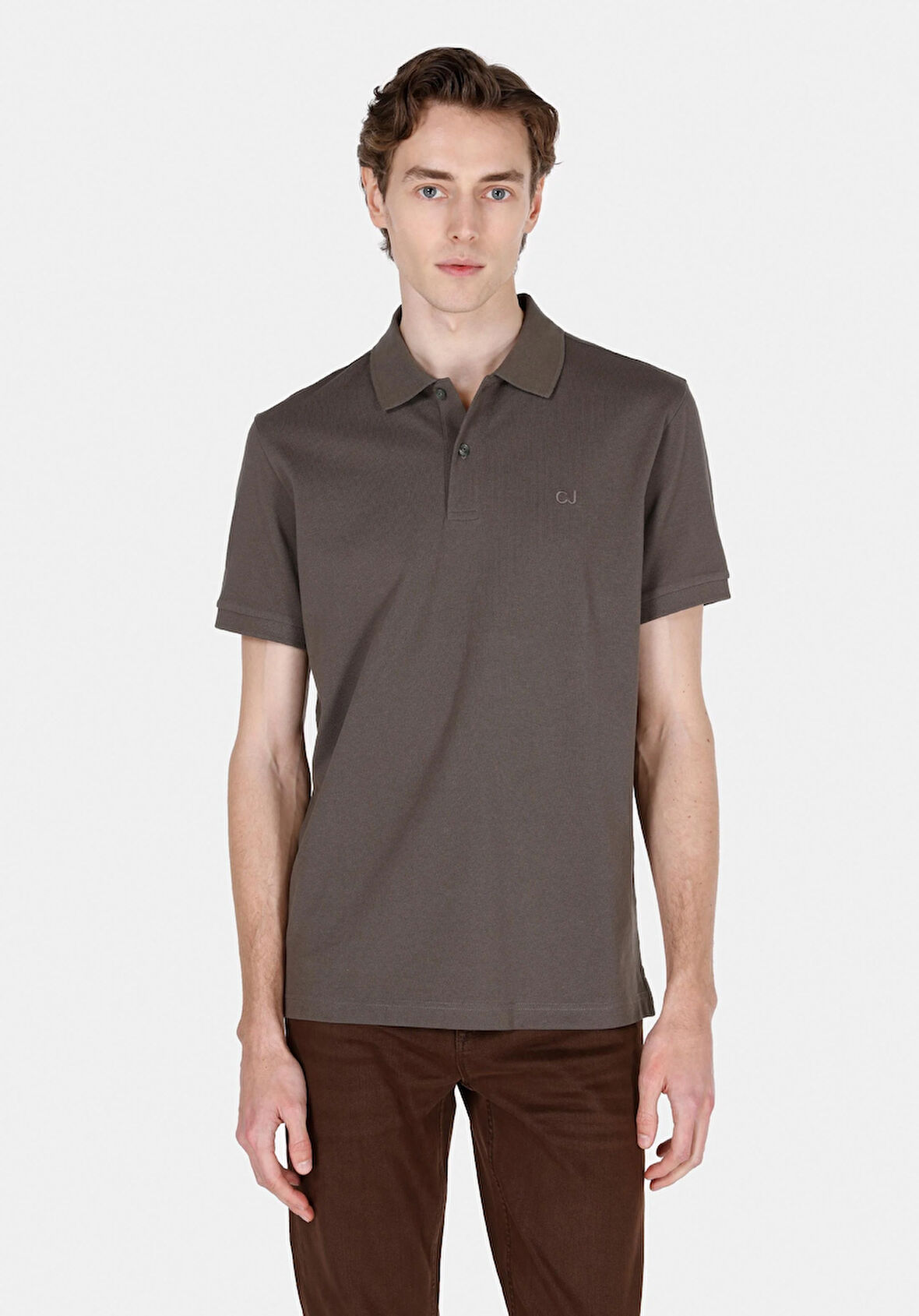 Regular Fit Polo Yaka Düz Erkek Yeşil Kısa Kol Tişört Cl1073960