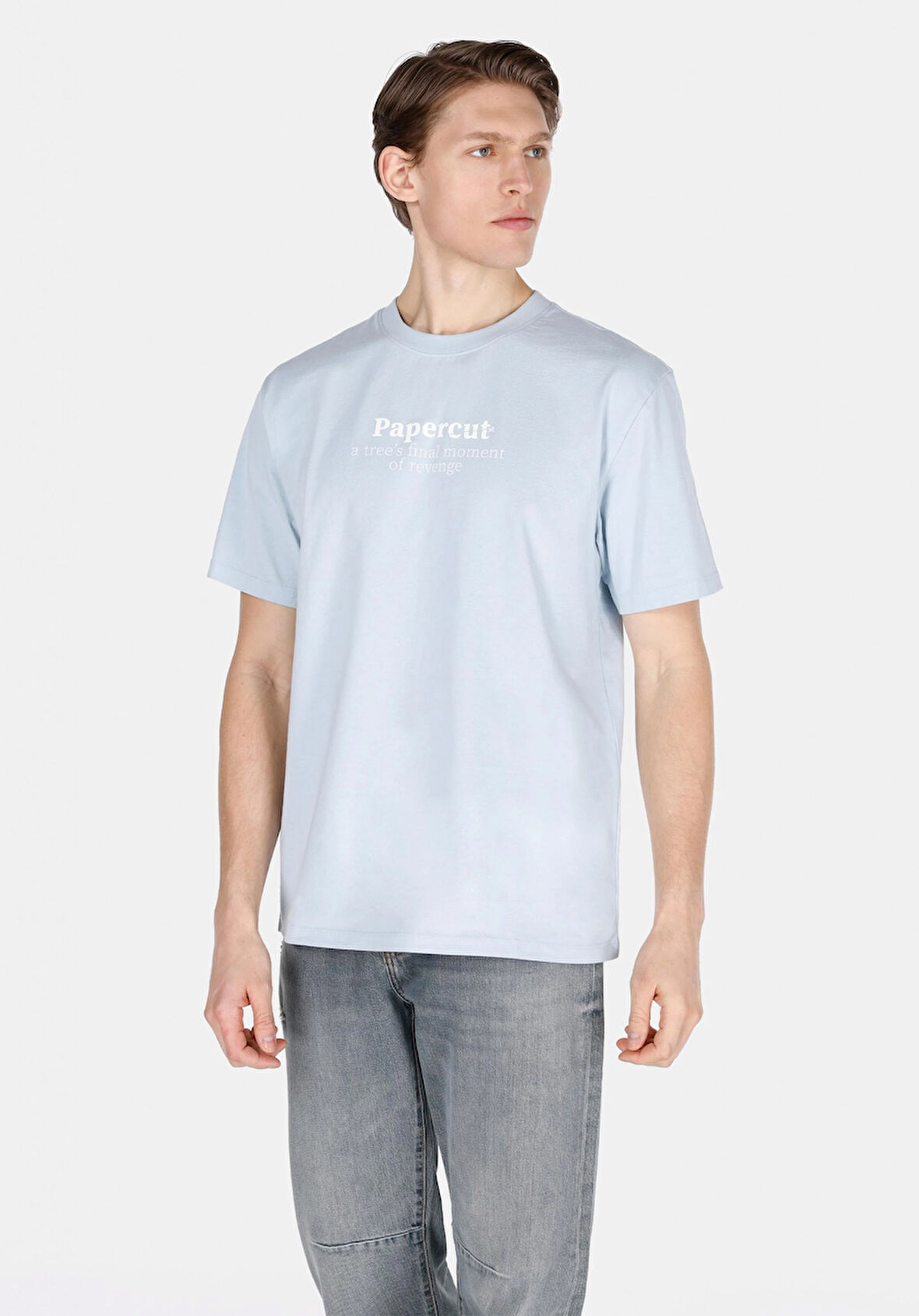 Comfort Fit Yuvarlak Yaka Düz Erkek Mavi Kısa Kol Tişört Cl1074402