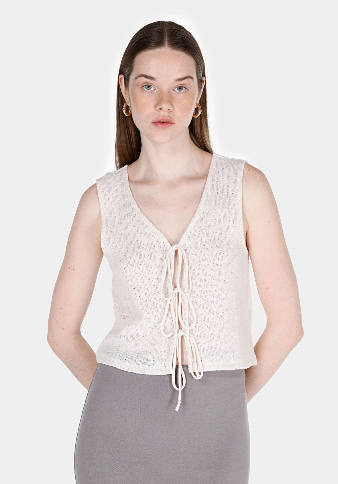 Regular Fit     Kadın Ekru Atlet Cl1074536