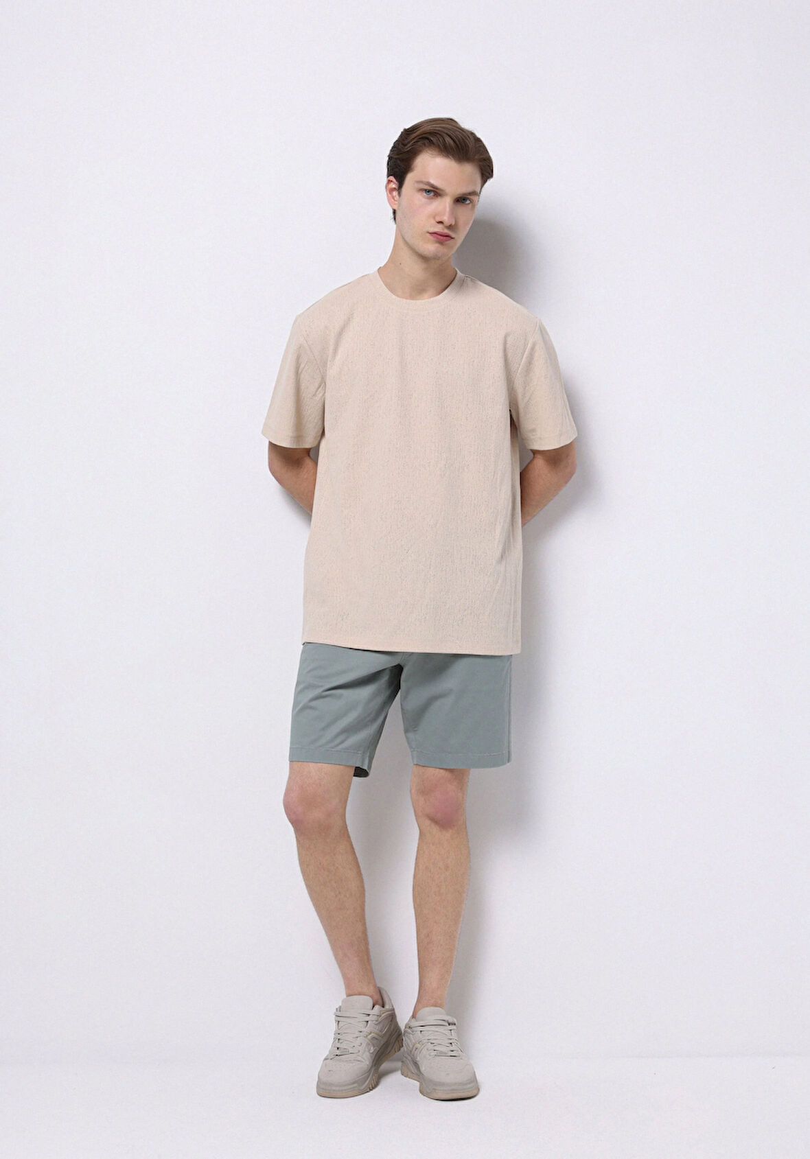 Regular Fit Orta Bel Düz Erkek Yeşil Şort