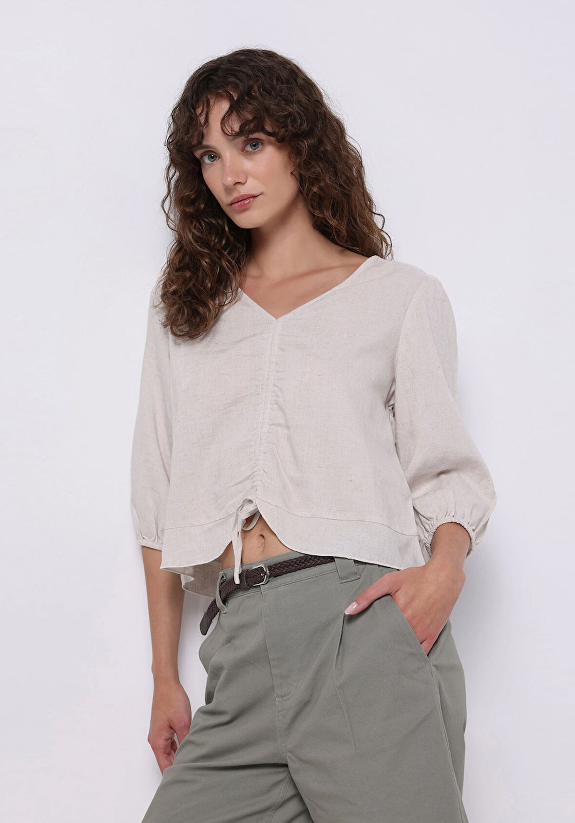 Regular Fit   Kadın Bej  Gömlek