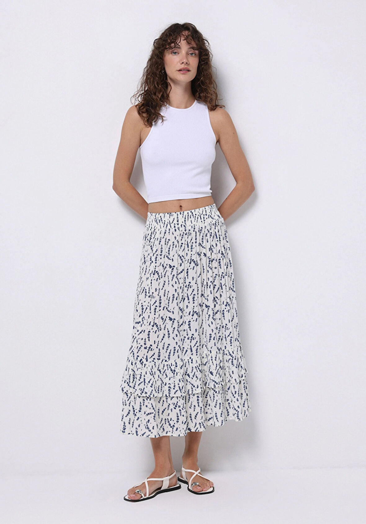 Maxi Length Baskılı  Kadın Çok Renkli Etek