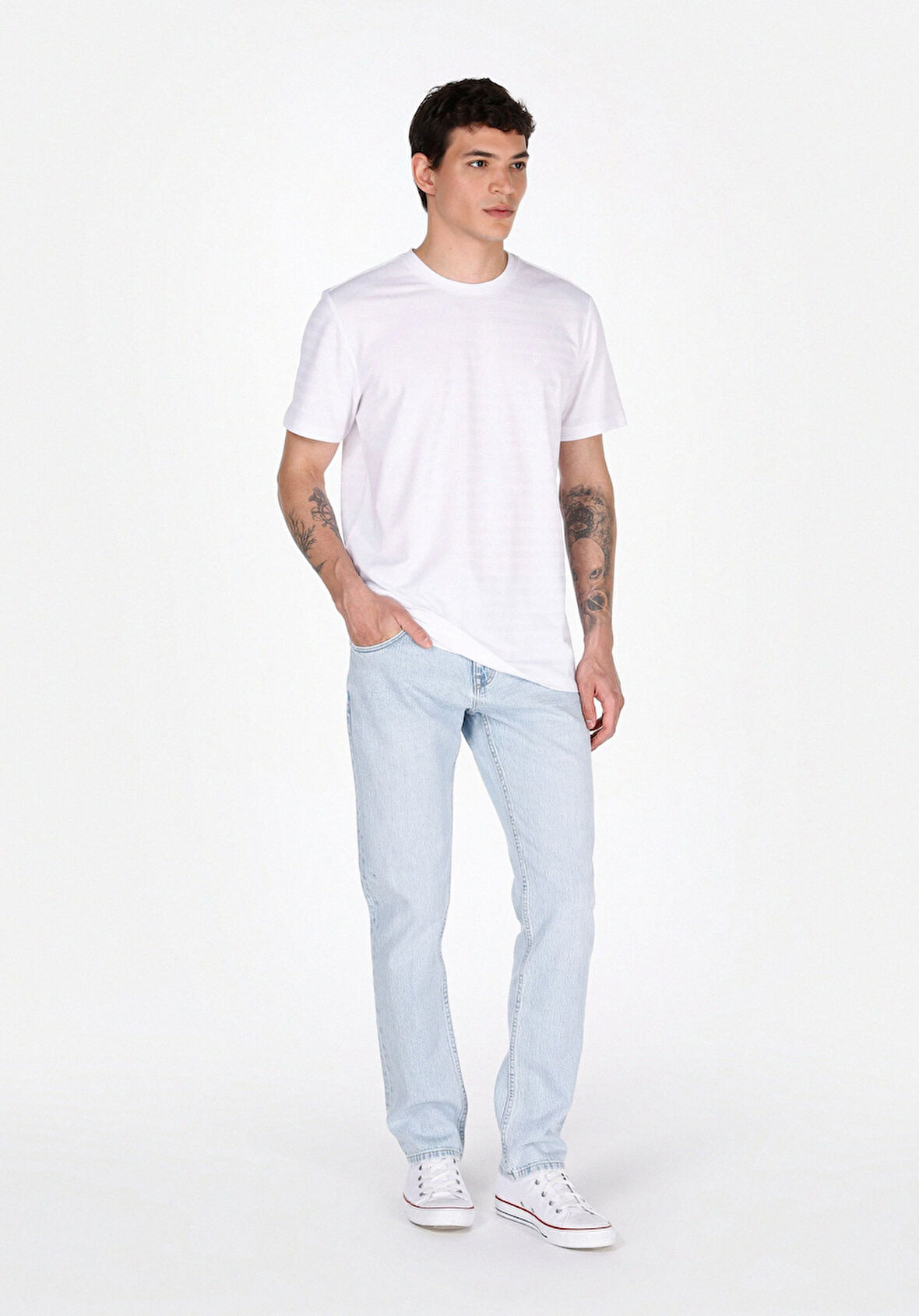 Straight Fit Düşük Bel Düz Paça Erkek Mavi Jean Pantolon