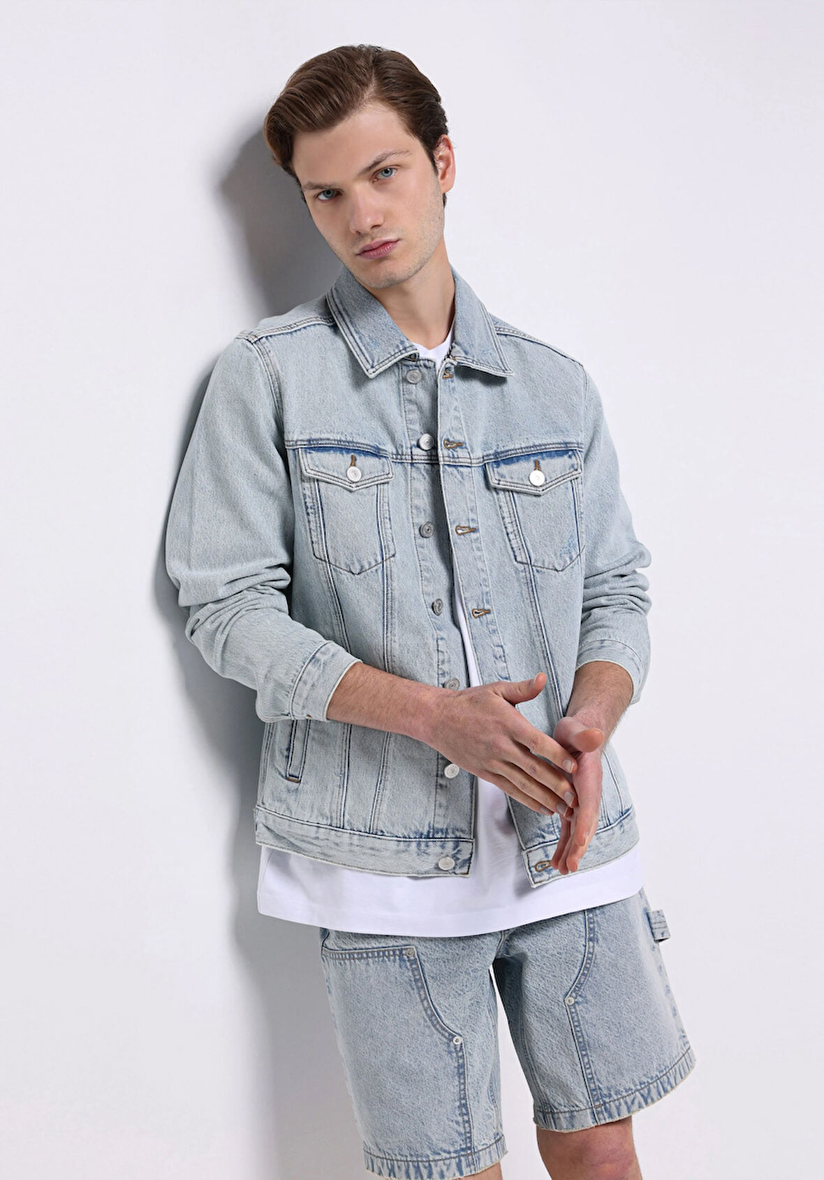 Regular Fit Düğmeli Astarsız  Erkek Mavi Ceket