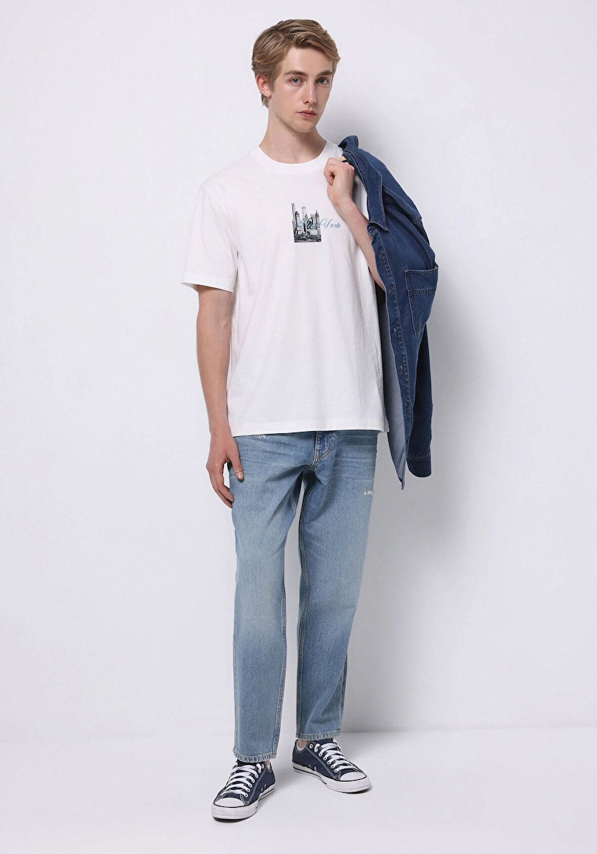 Balloon Fit   Erkek Light İndigo Denim Jean Pantolon