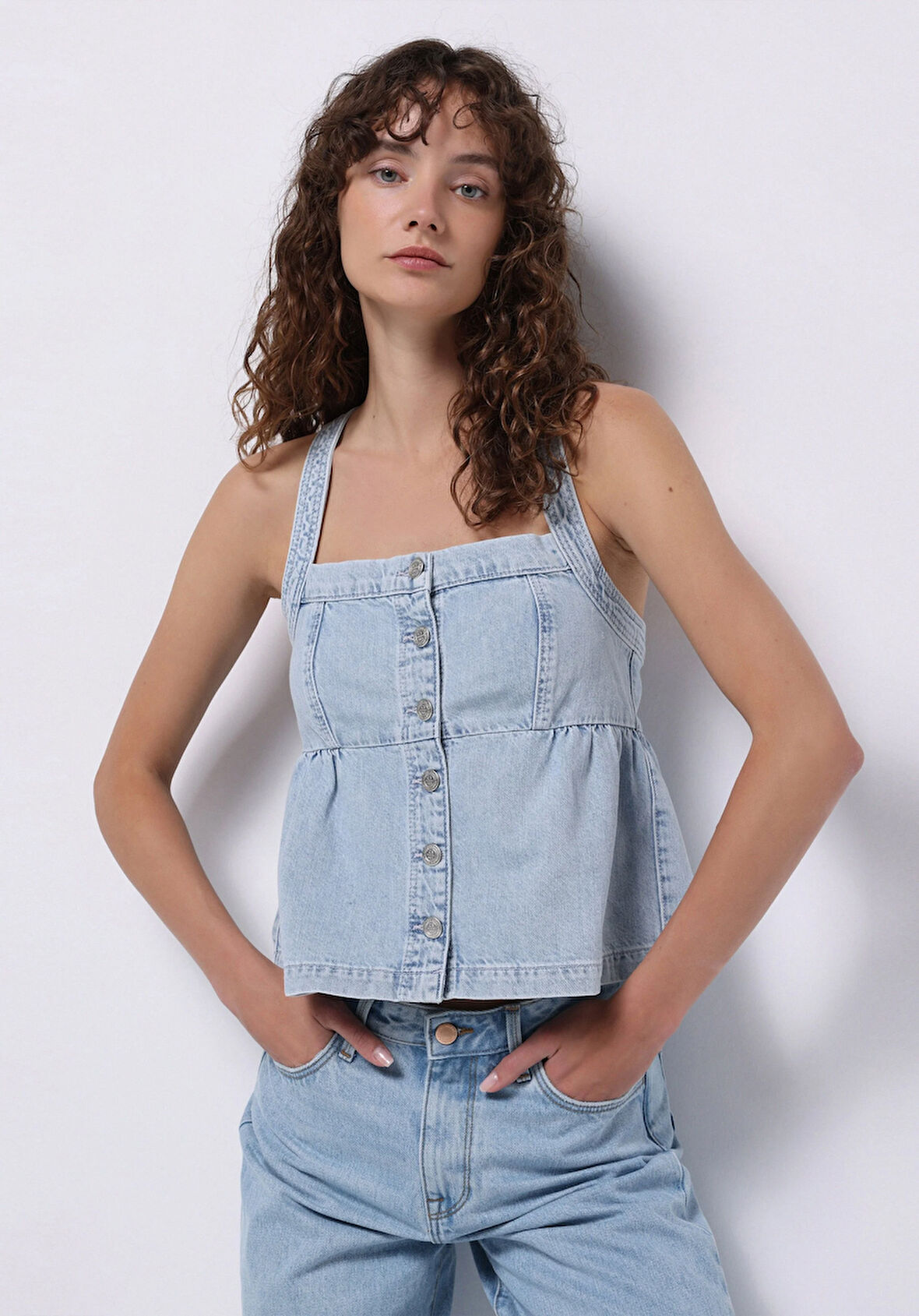 Regular Fit   Kadın Mavi Gömlek