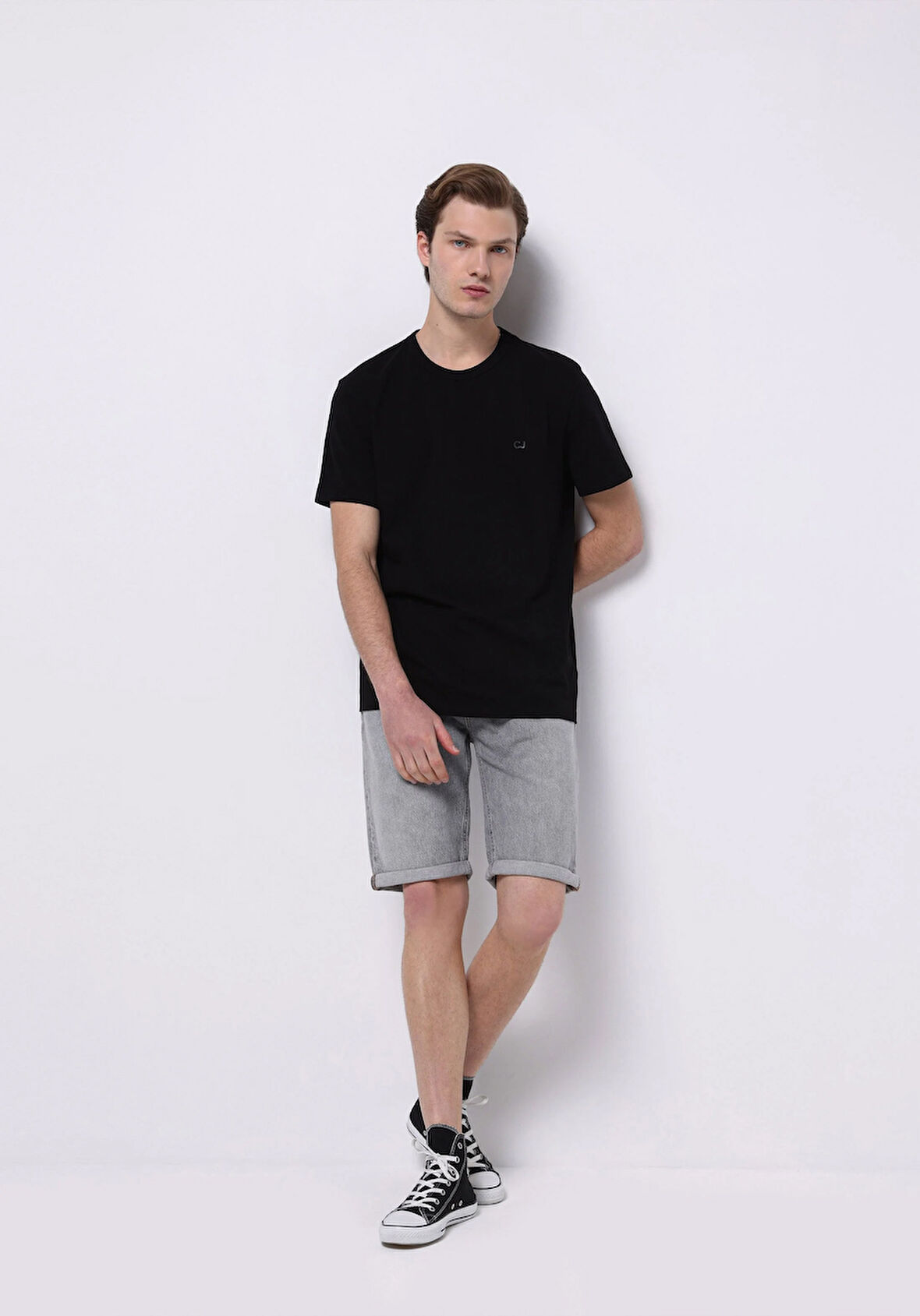 Straıght Fıt Düşük Bel Düz Erkek Gri Jean Şort