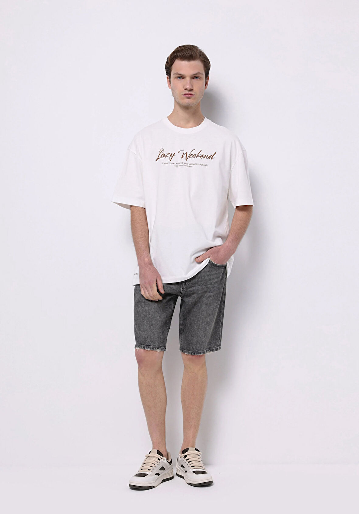 Regular Fit Orta Bel Düz Erkek Siyah Jean Şort