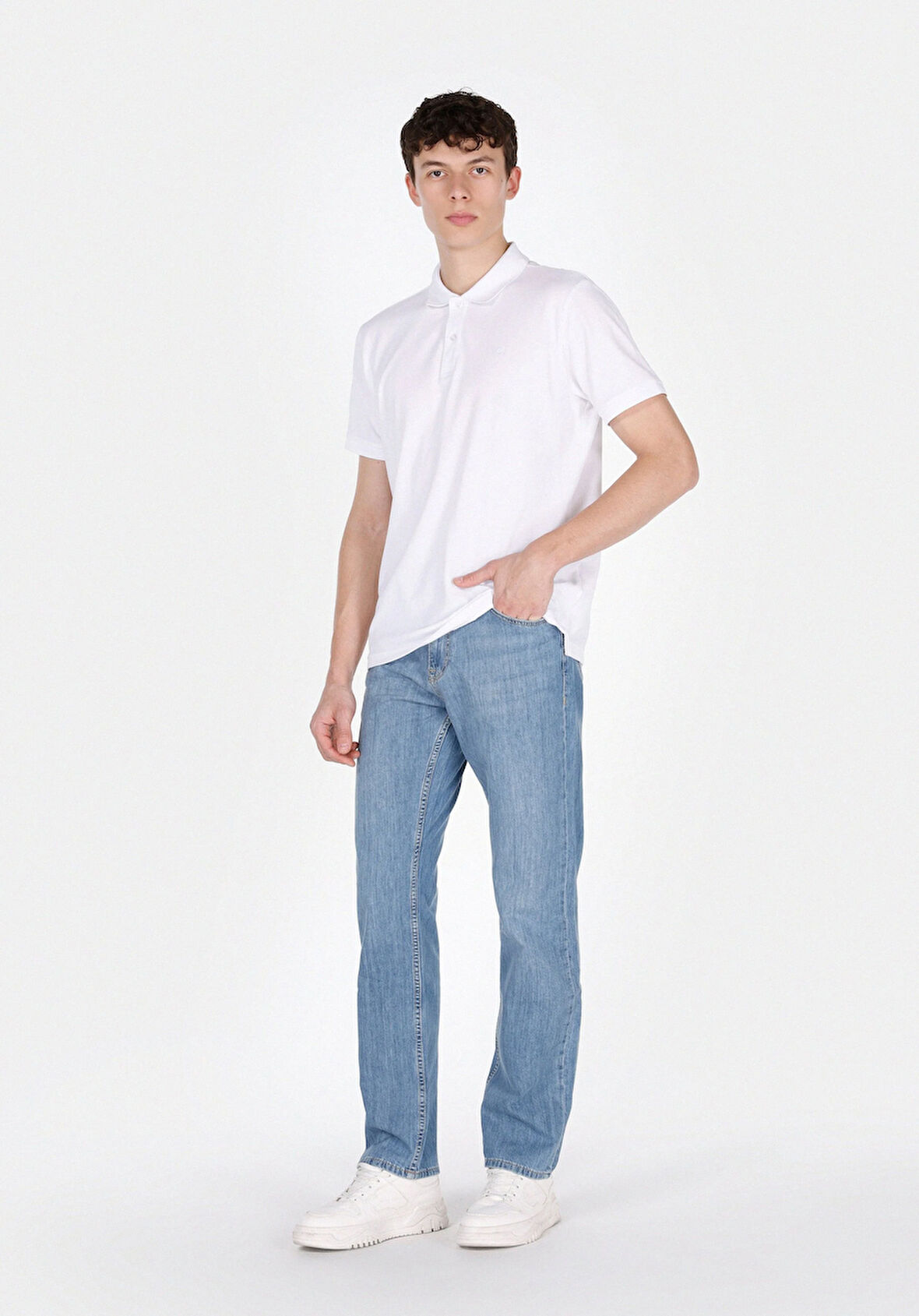 Loose Straight Fit   Erkek Mavi Jean Pantolon