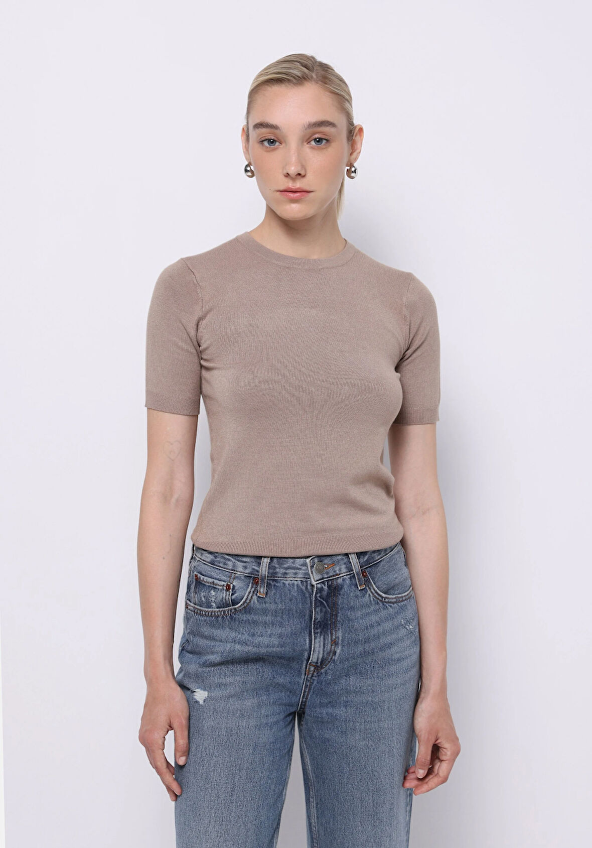 Slim Fit   Kadın Gri  Kazak