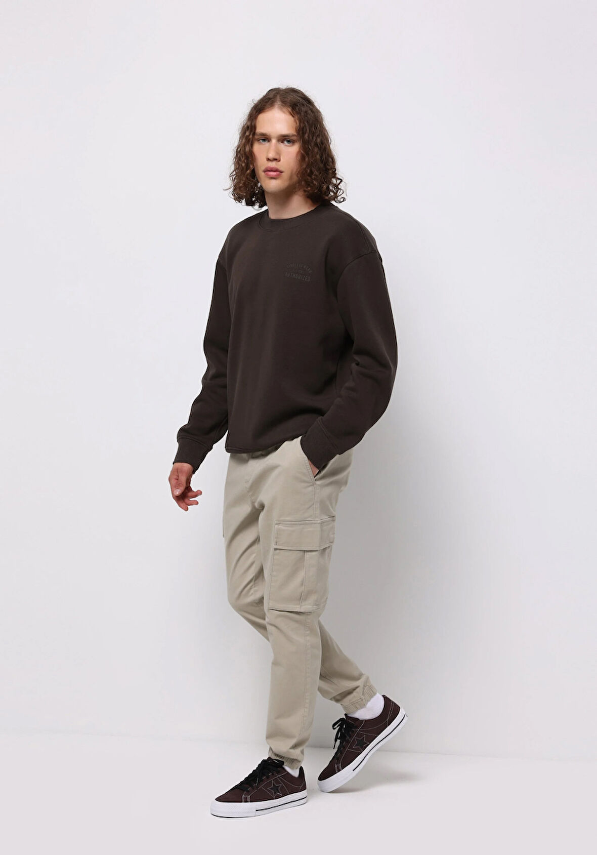 Cargo Fit Orta Bel Lastikli Paça Erkek Bej  Pantolon