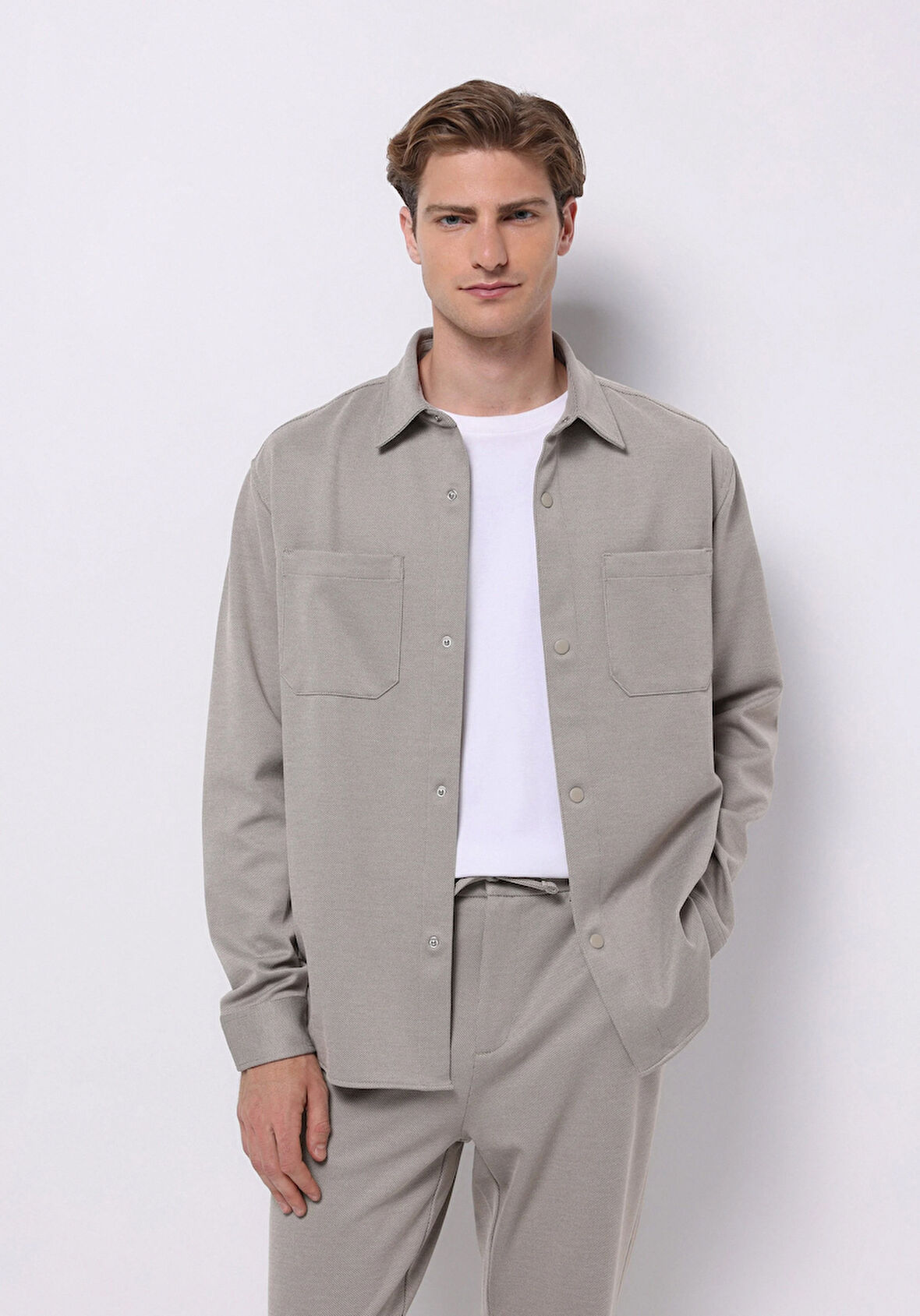 Regular Fit   Erkek Bej Shacket