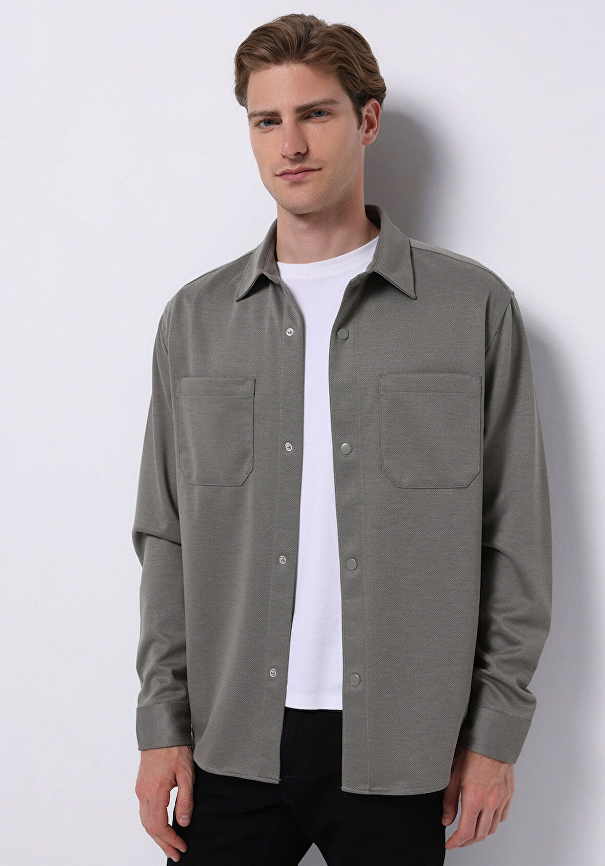 Regular Fit   Erkek Yeşil Shacket