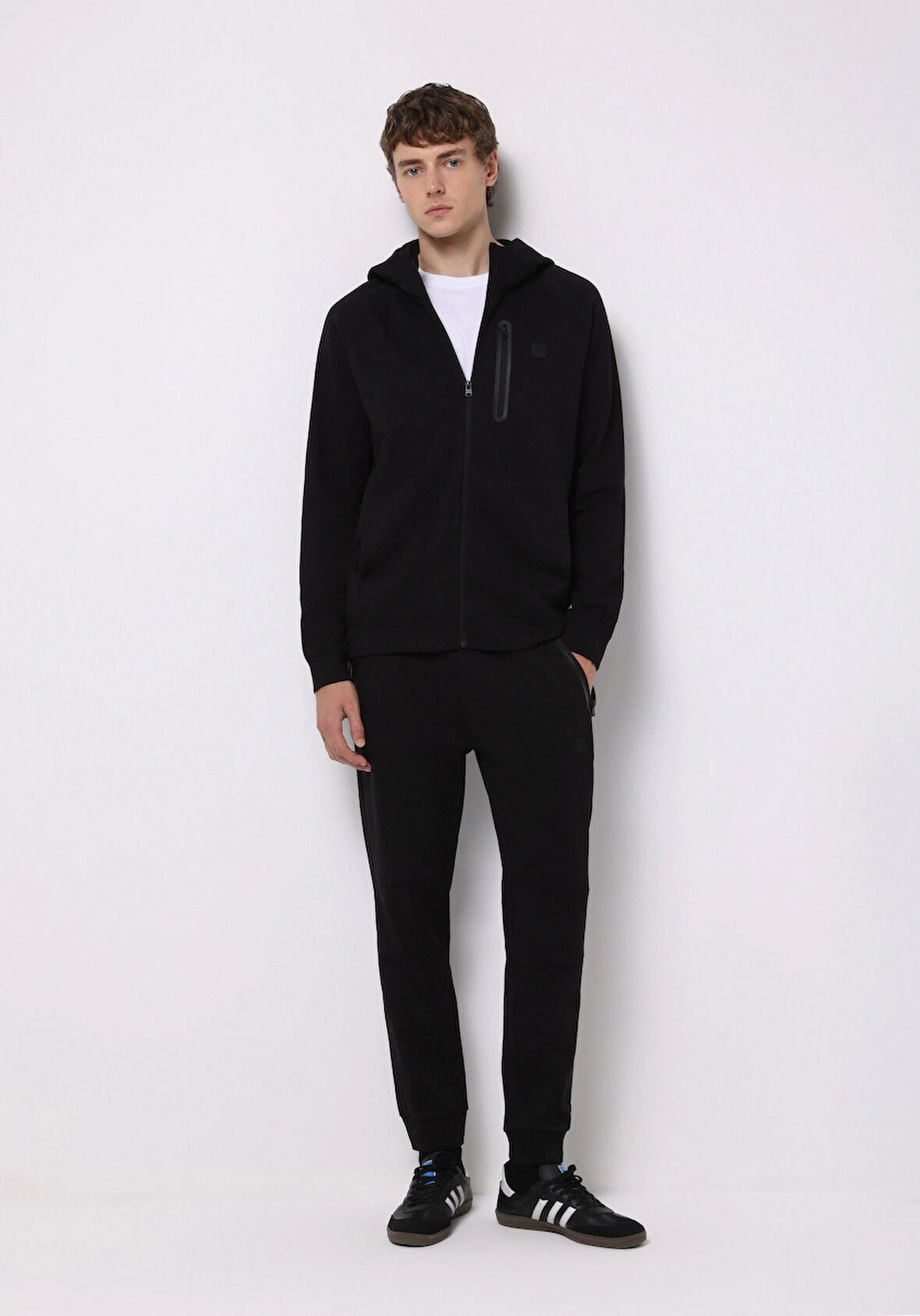 Regular Fit Orta Bel Düz Erkek Siyah Eşofman Altı