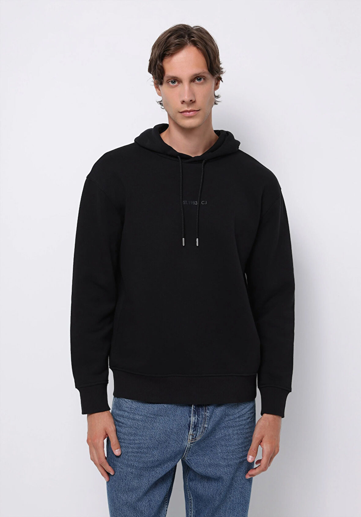 Comfort Fit   Erkek Siyah Sweatshirt