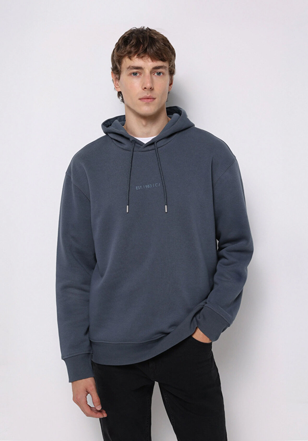 Comfort Fit   Erkek Mavi Sweatshirt