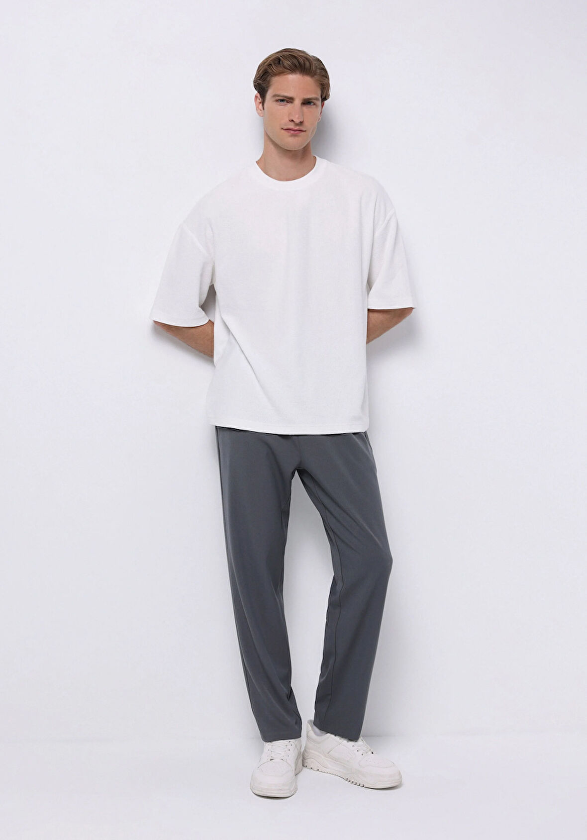 Regular Fit Orta Bel Düz Paça Erkek Antrasit  Pantolon