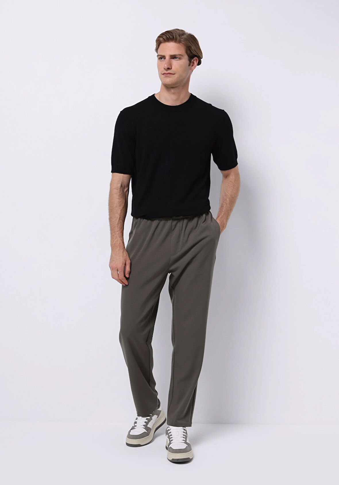 Regular Fit Orta Bel Düz Paça Erkek Yeşil  Pantolon