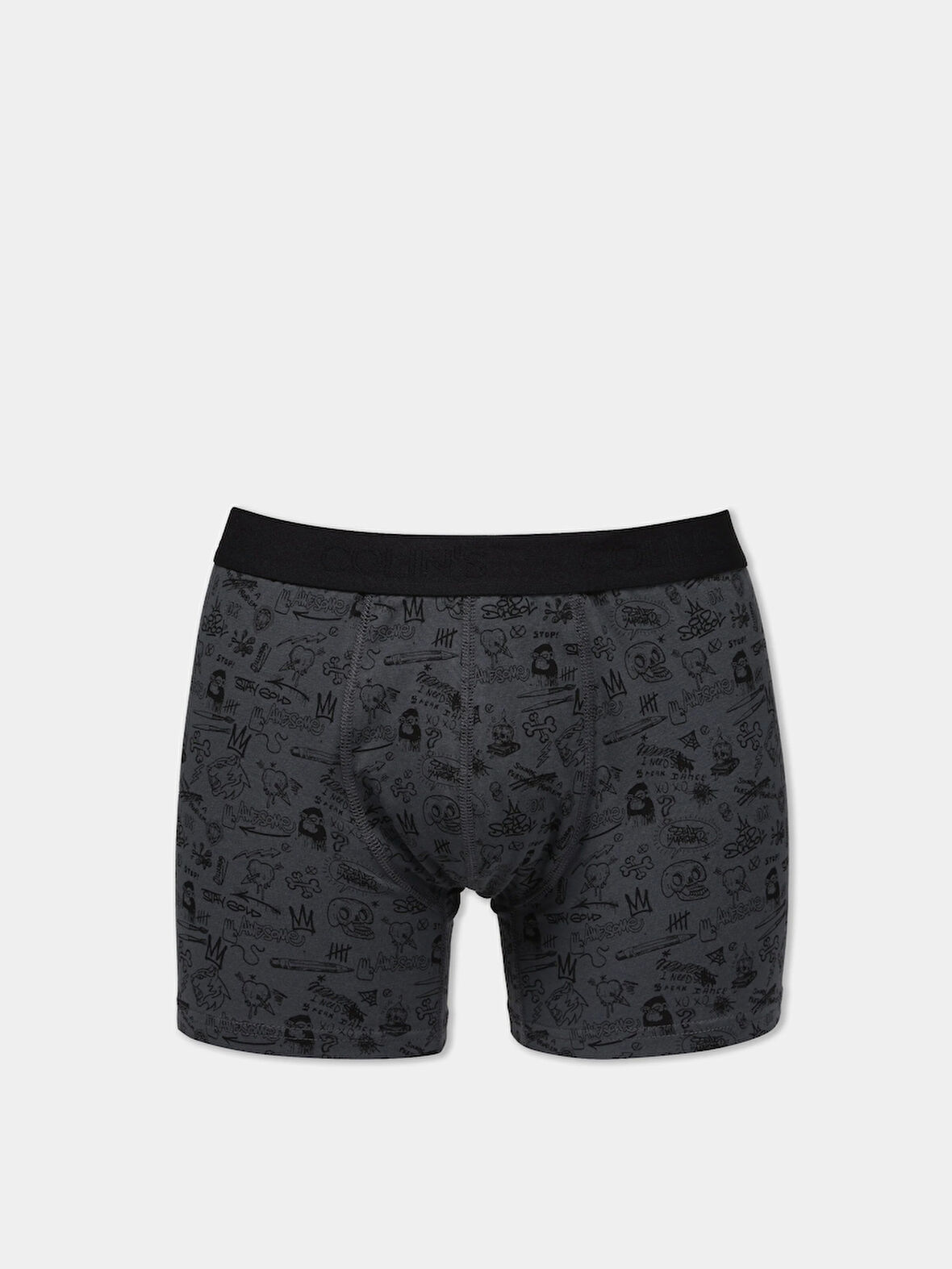 Modern Fit Baskılı Erkek Antrasit Boxer