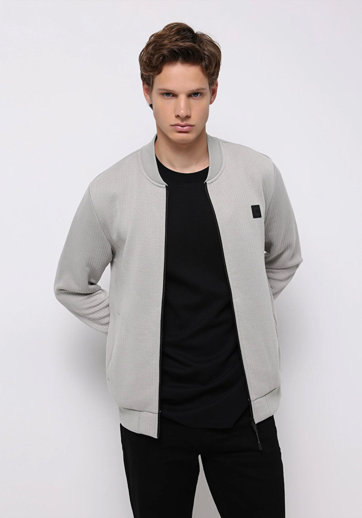 Slim Fit    Erkek Gri Ceket