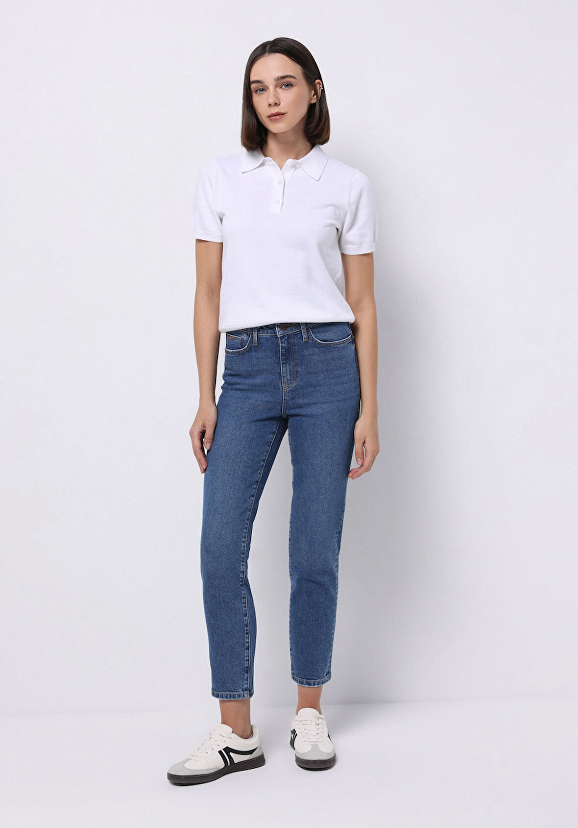 Slim Fit  Dar Paça Kadın İndigo Jean Pantolon