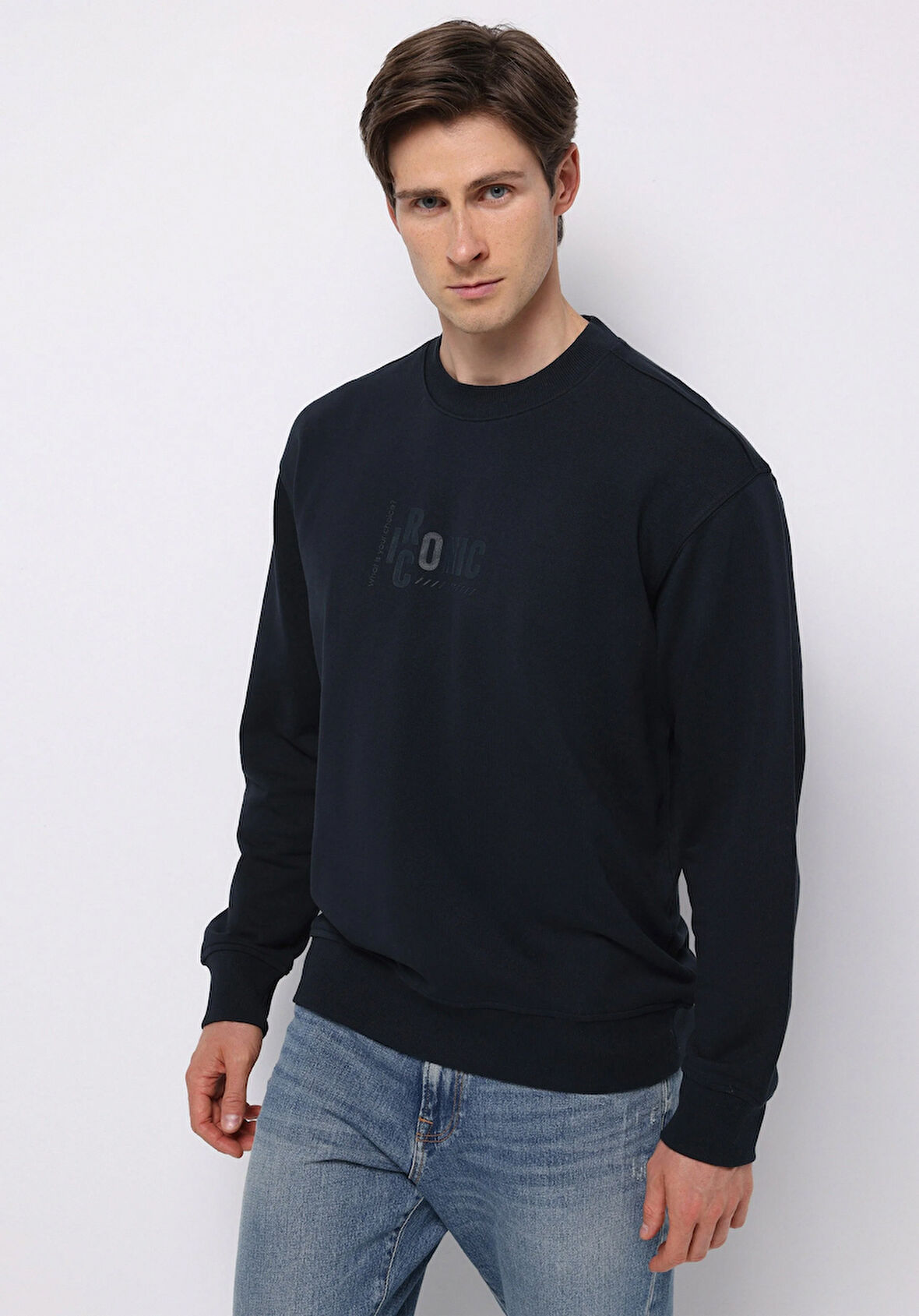 Comfort Fit   Erkek Lacivert Sweatshirt