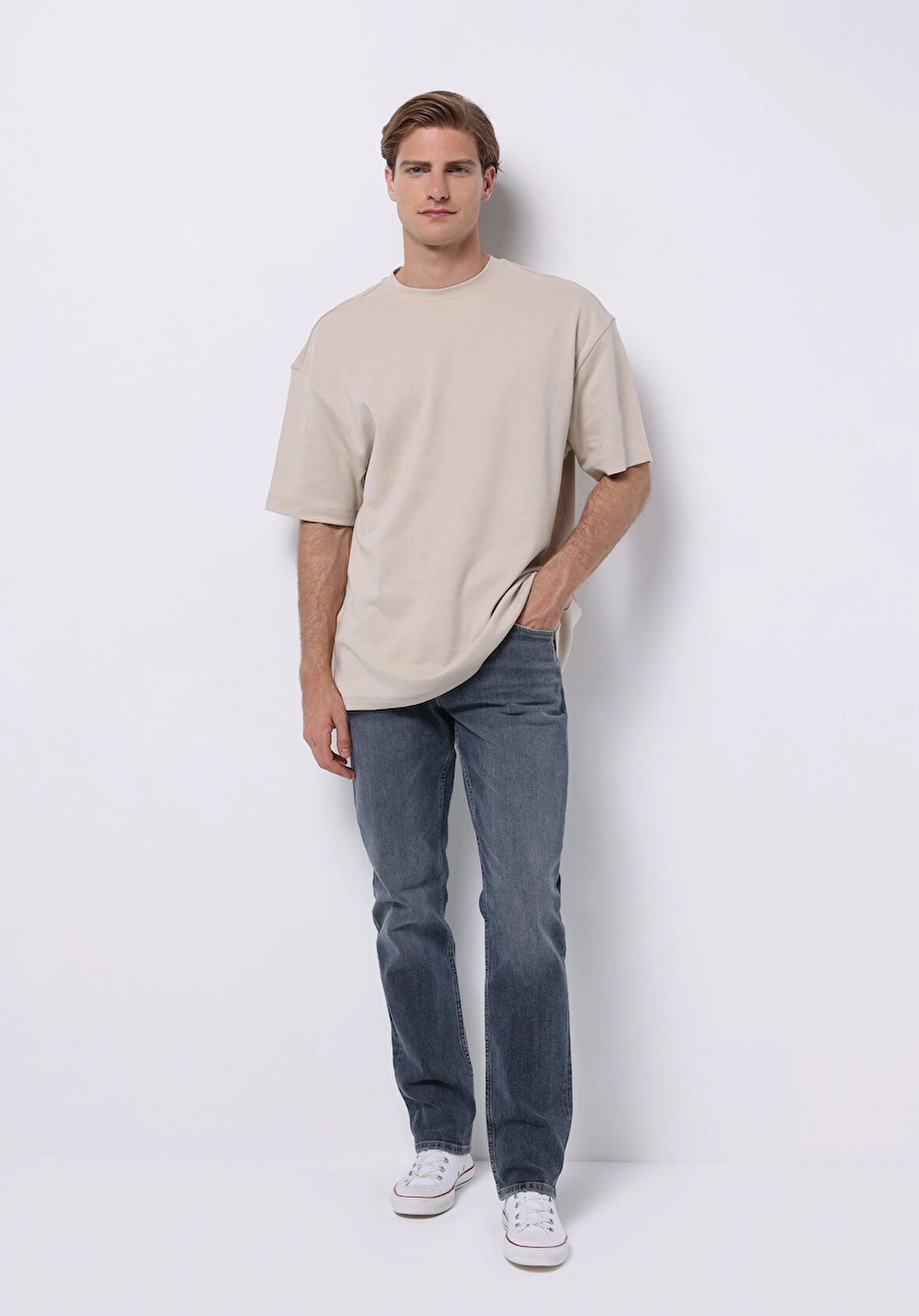 Straight Fit   Erkek İndigo Jean Pantolon