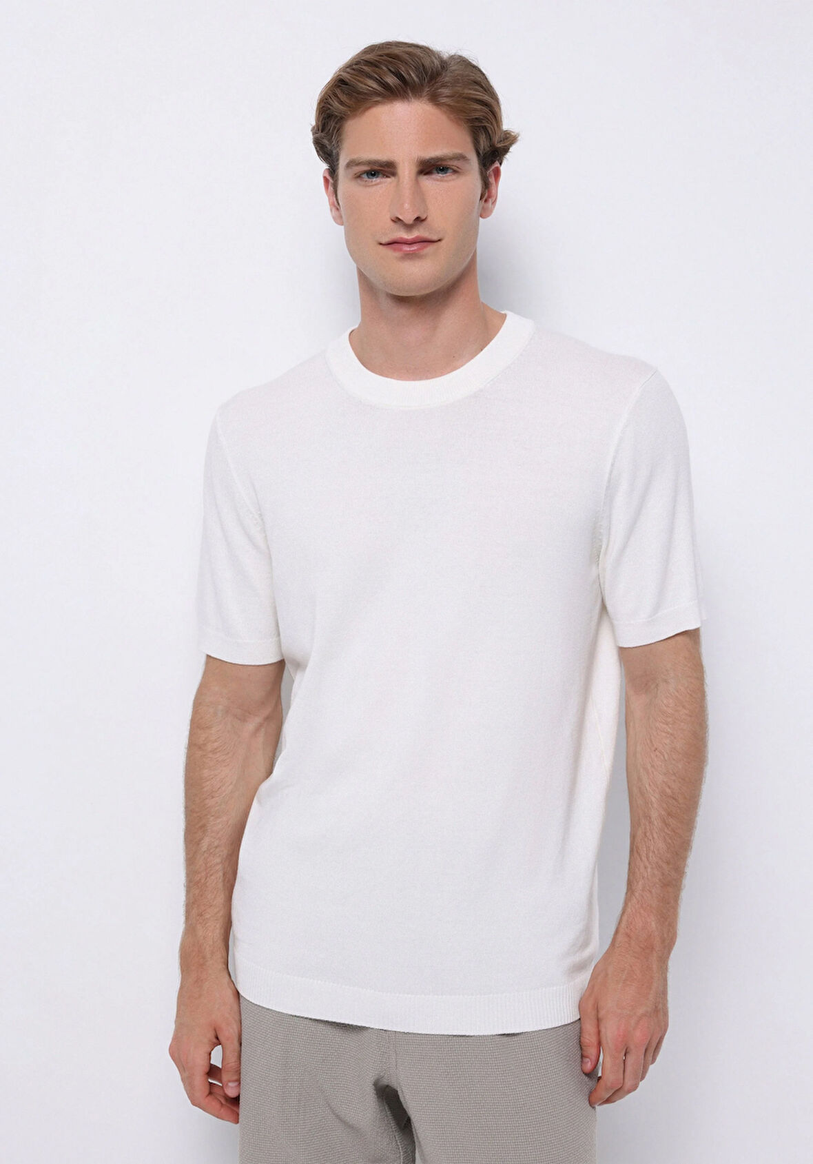 Regular Fit   Erkek Beyaz  Kazak