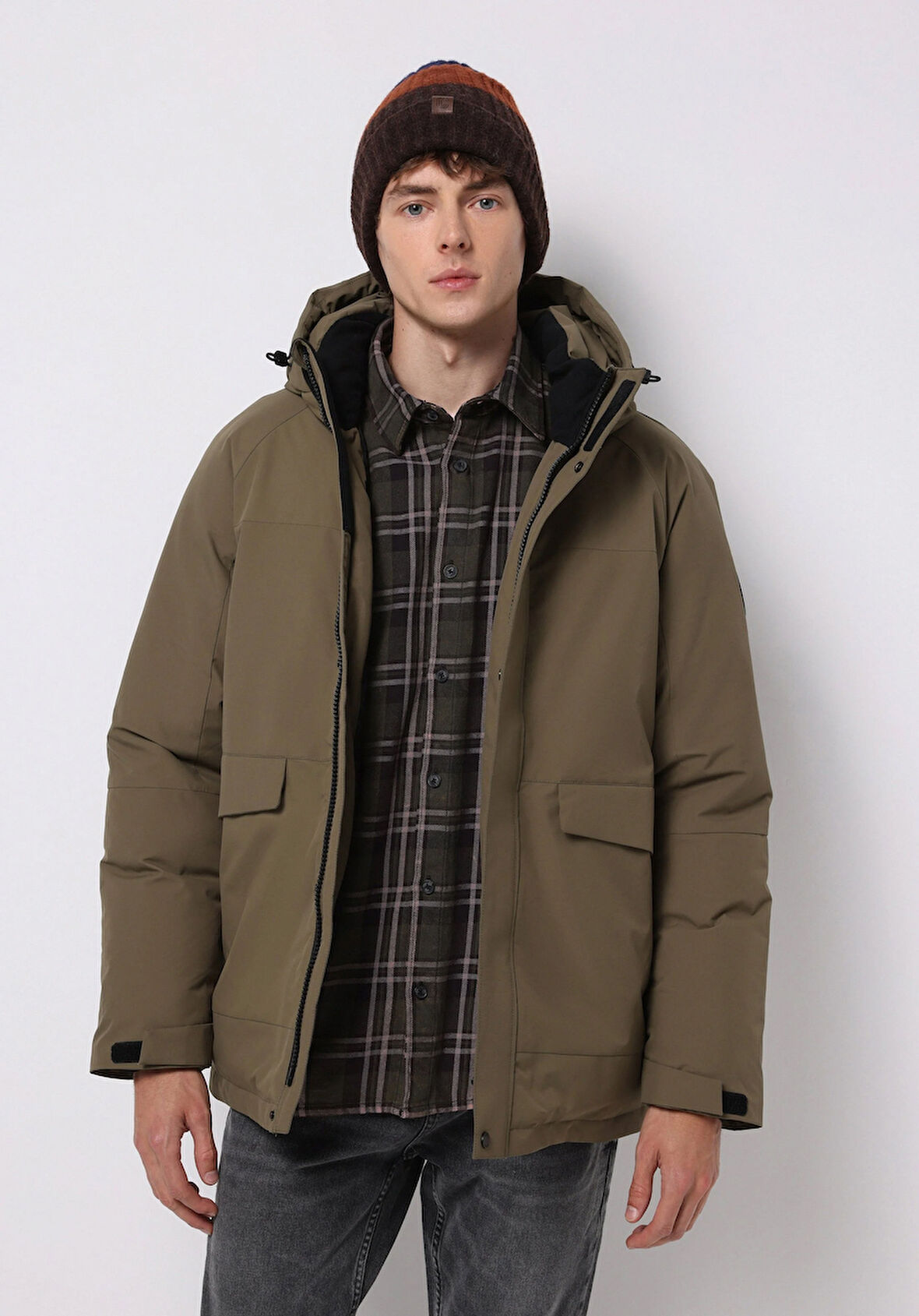 Regular Fit     Erkek Yeşil Mont