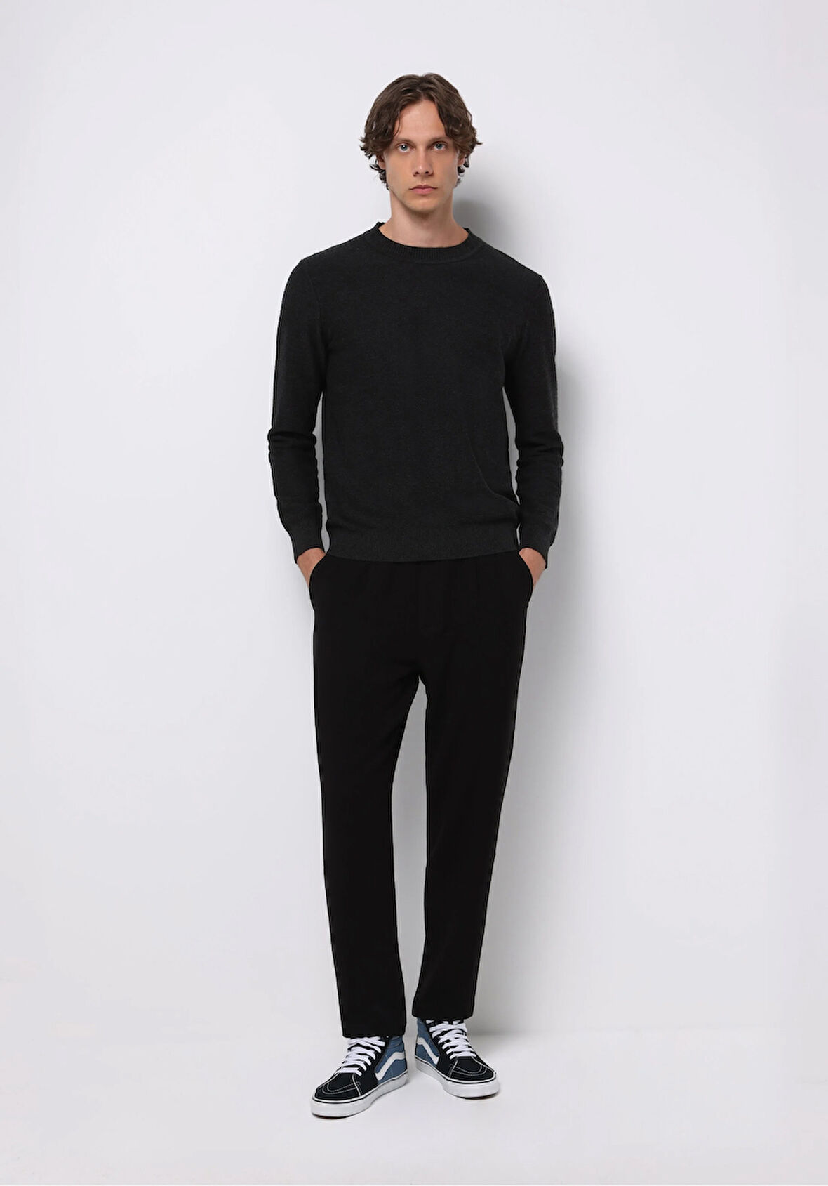 Regular Fit Orta Bel Düz Paça Erkek Siyah  Pantolon