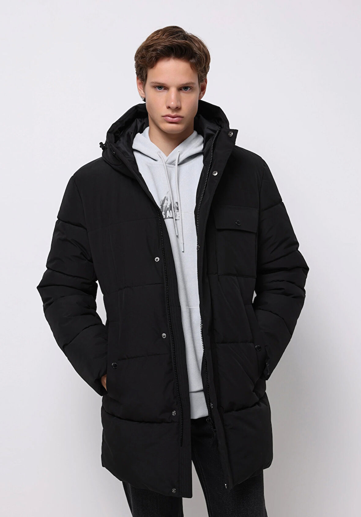 Regular Fit     Erkek Siyah Kaban