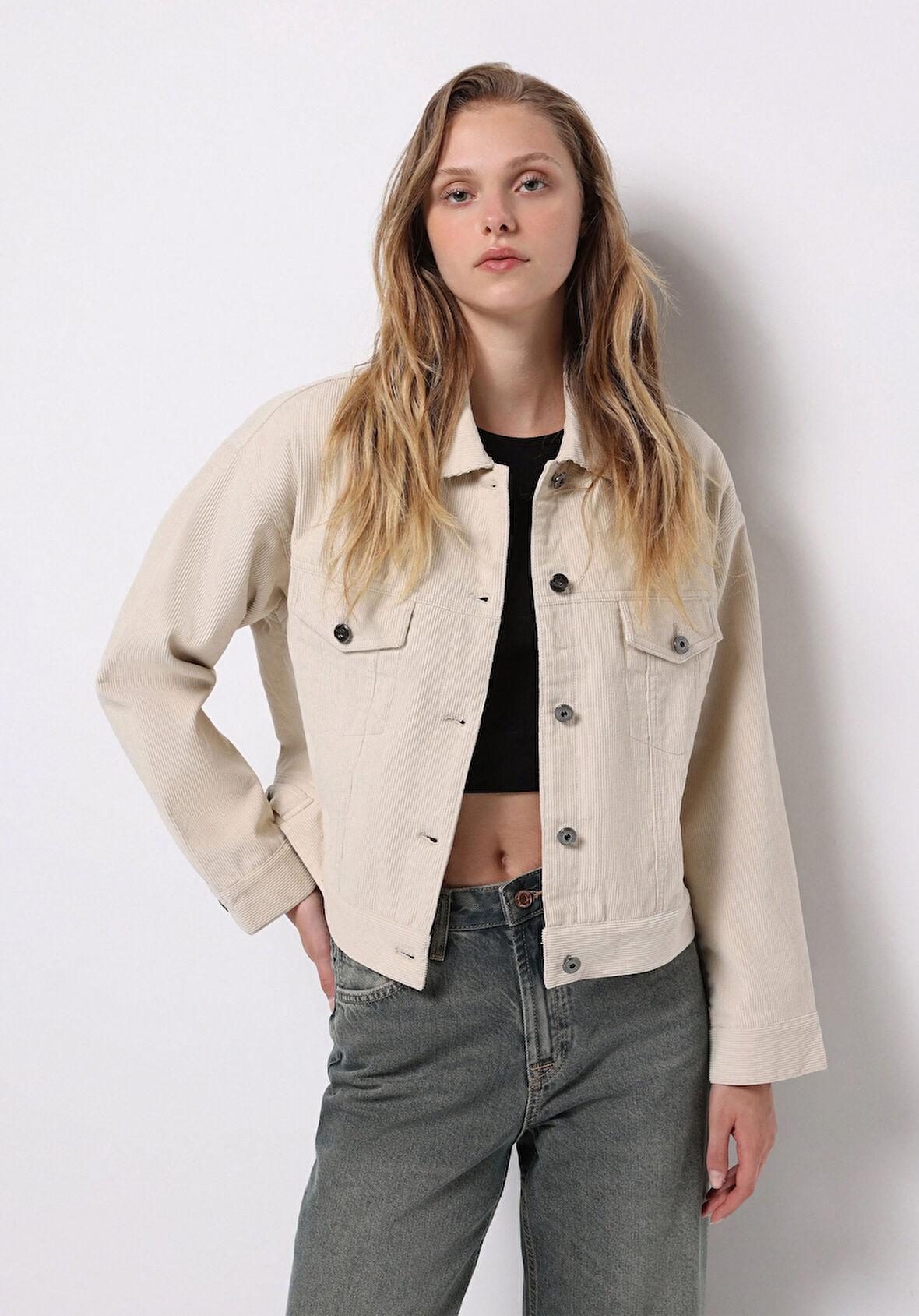 Regular Fit    Kadın Ekru Ceket