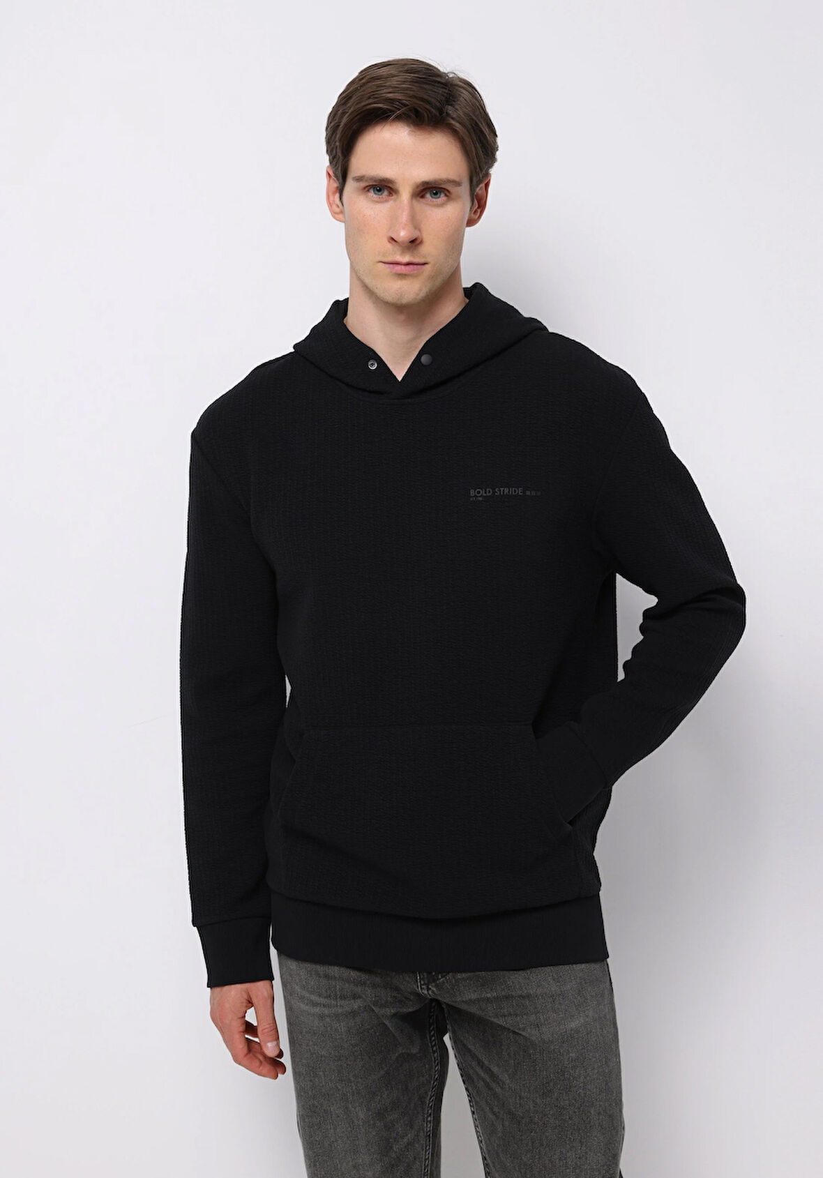 Comfort Fit   Erkek Siyah Sweatshirt