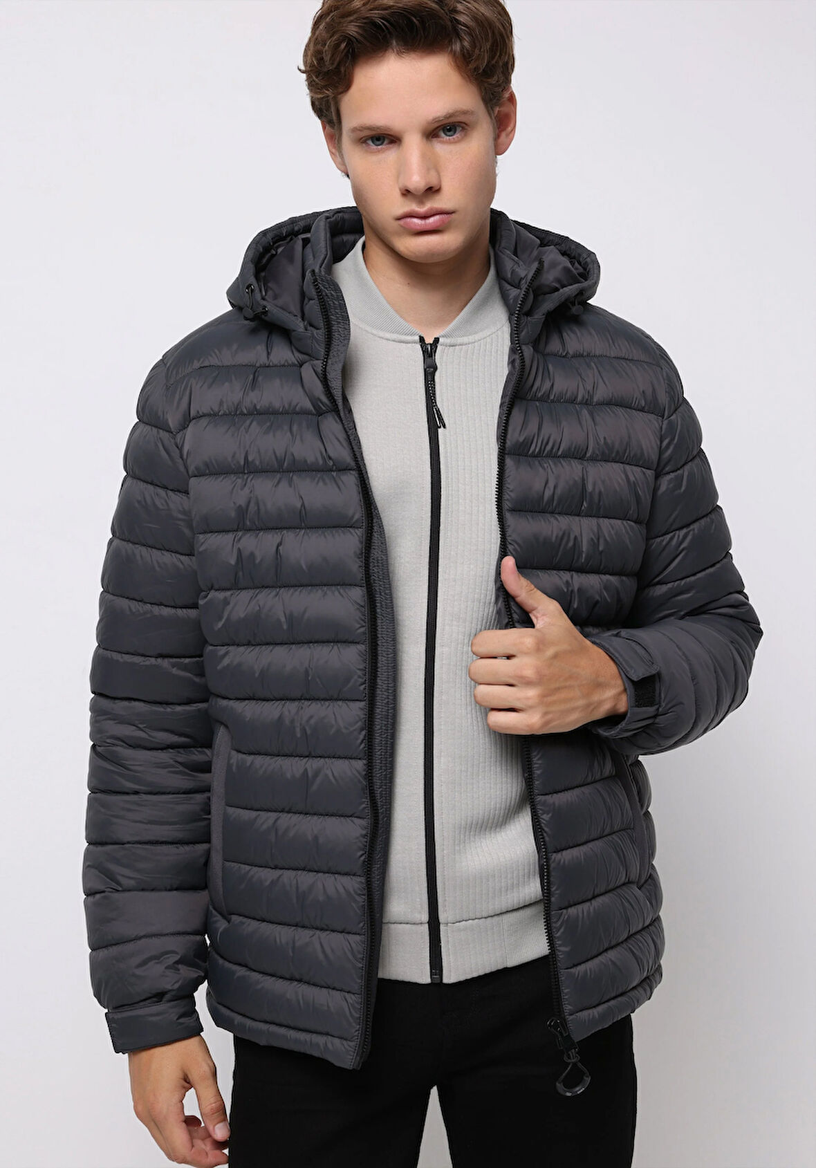 Slim Fit     Erkek Antrasit Mont