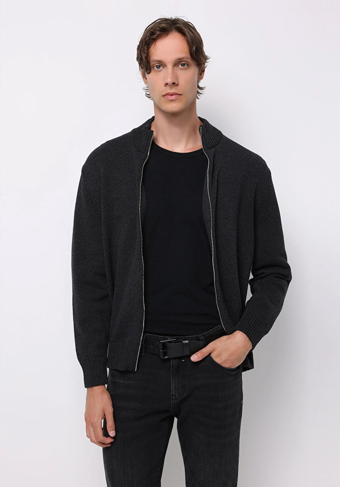 Regular Fit   Erkek Antrasit Hırka