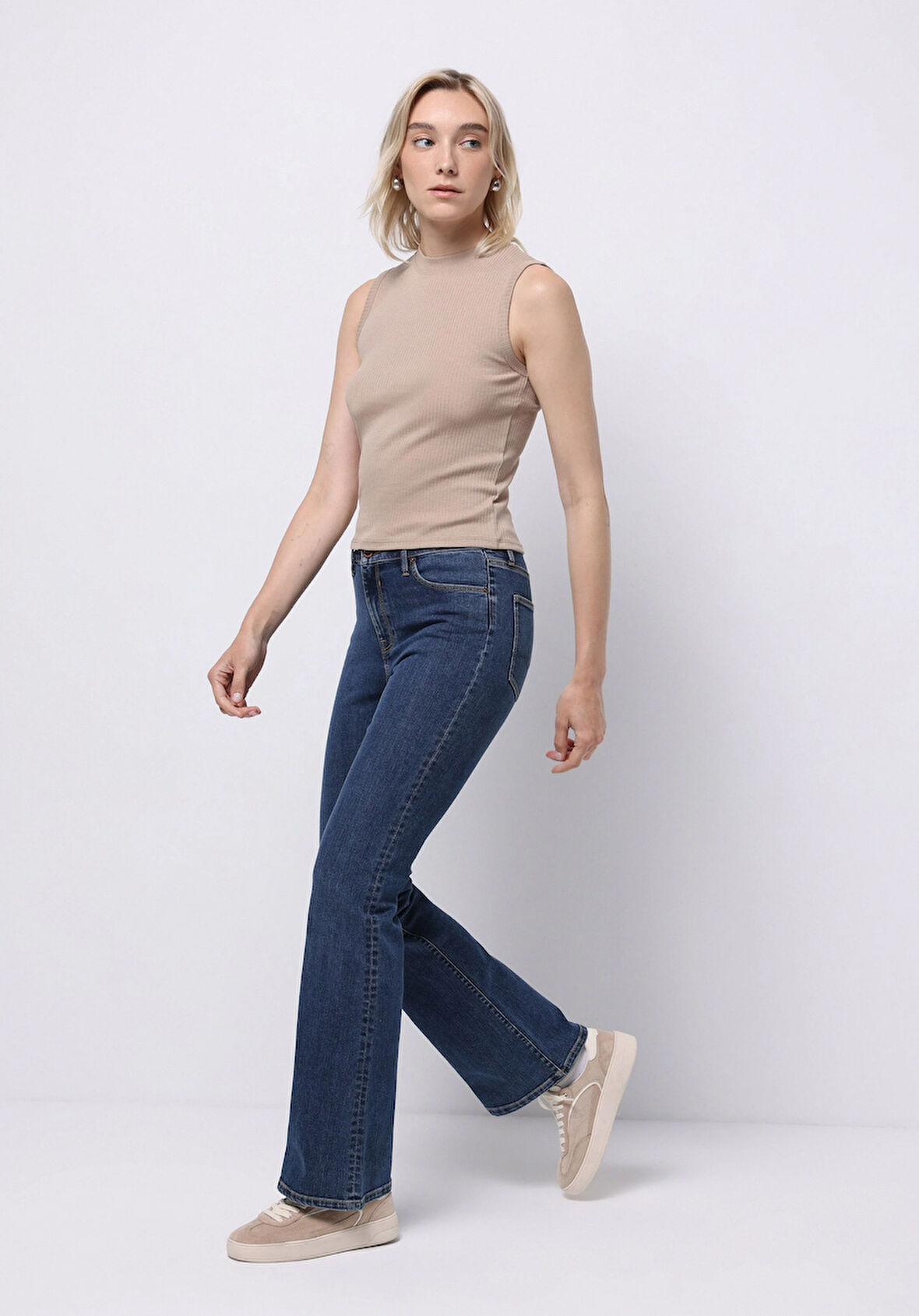 Regular Fit   Kadın İndigo Jean Pantolon