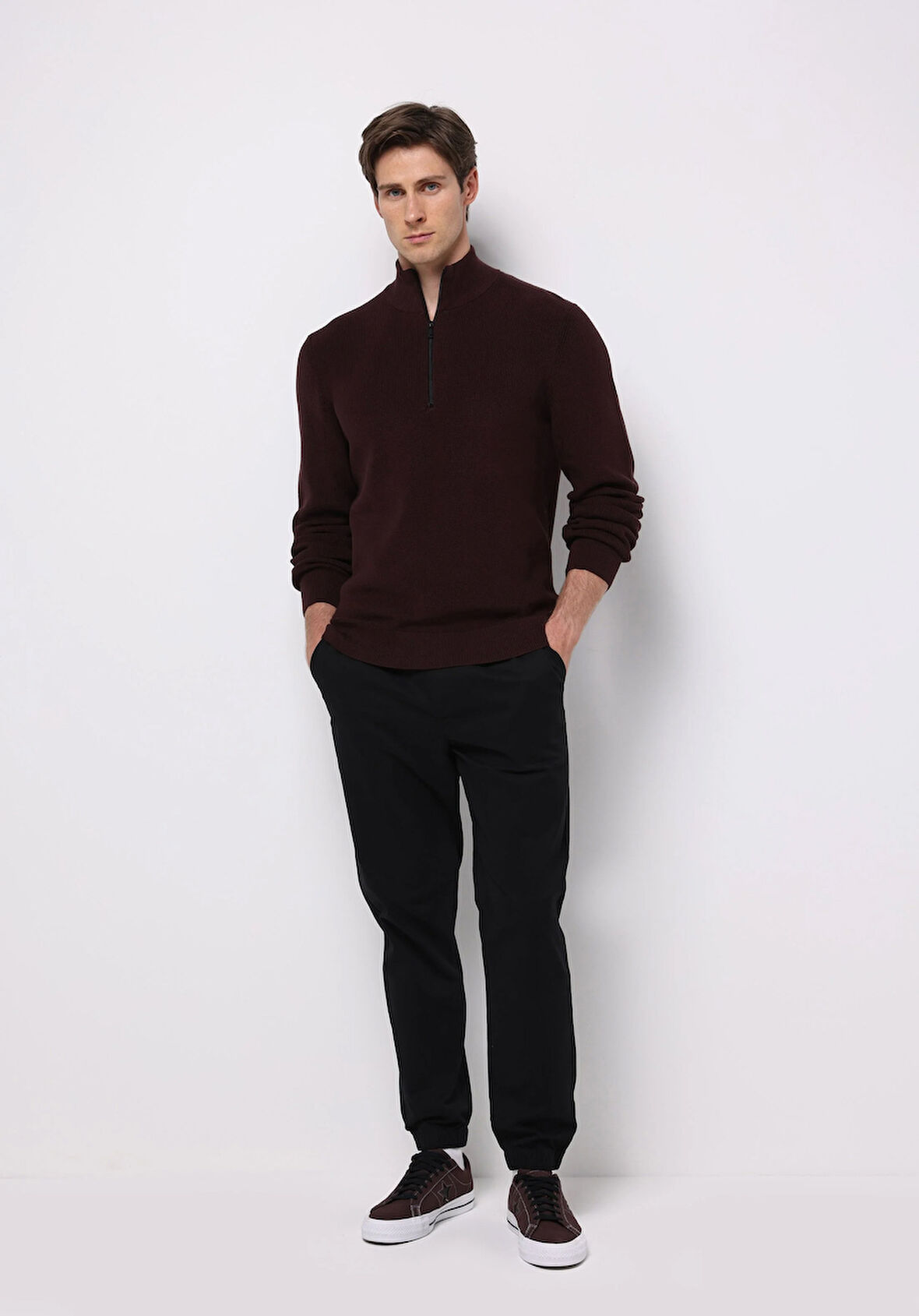 Cargo Fit Orta Bel Lastikli Paça Erkek Siyah  Pantolon