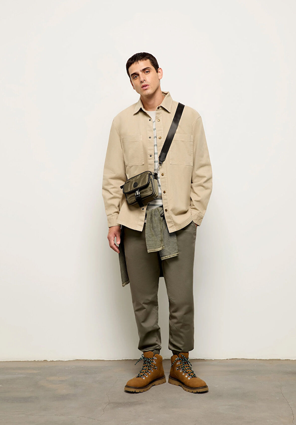 Cargo Fit Orta Bel Lastikli Paça Erkek Yeşil  Pantolon