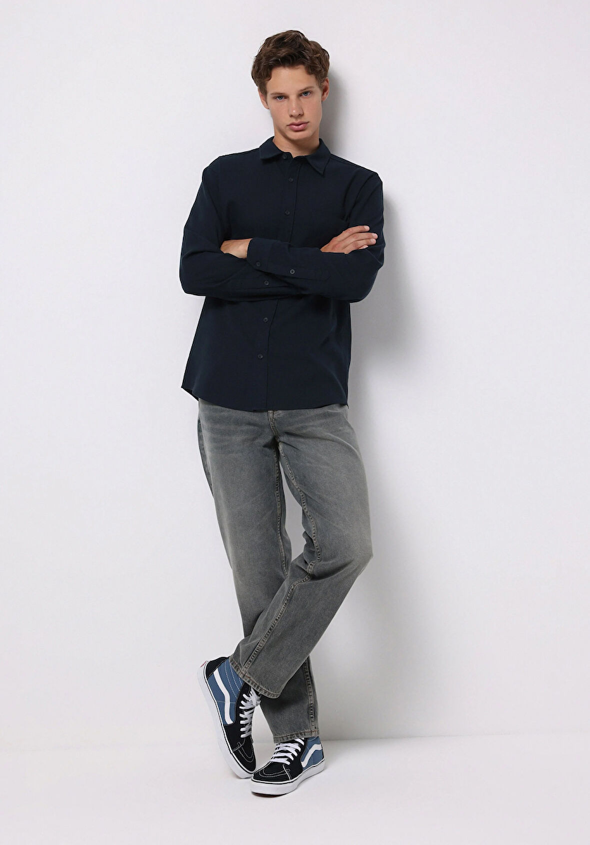 Loose Straight Fit Orta Bel Düz Paça Erkek İndigo Jean Pantolon