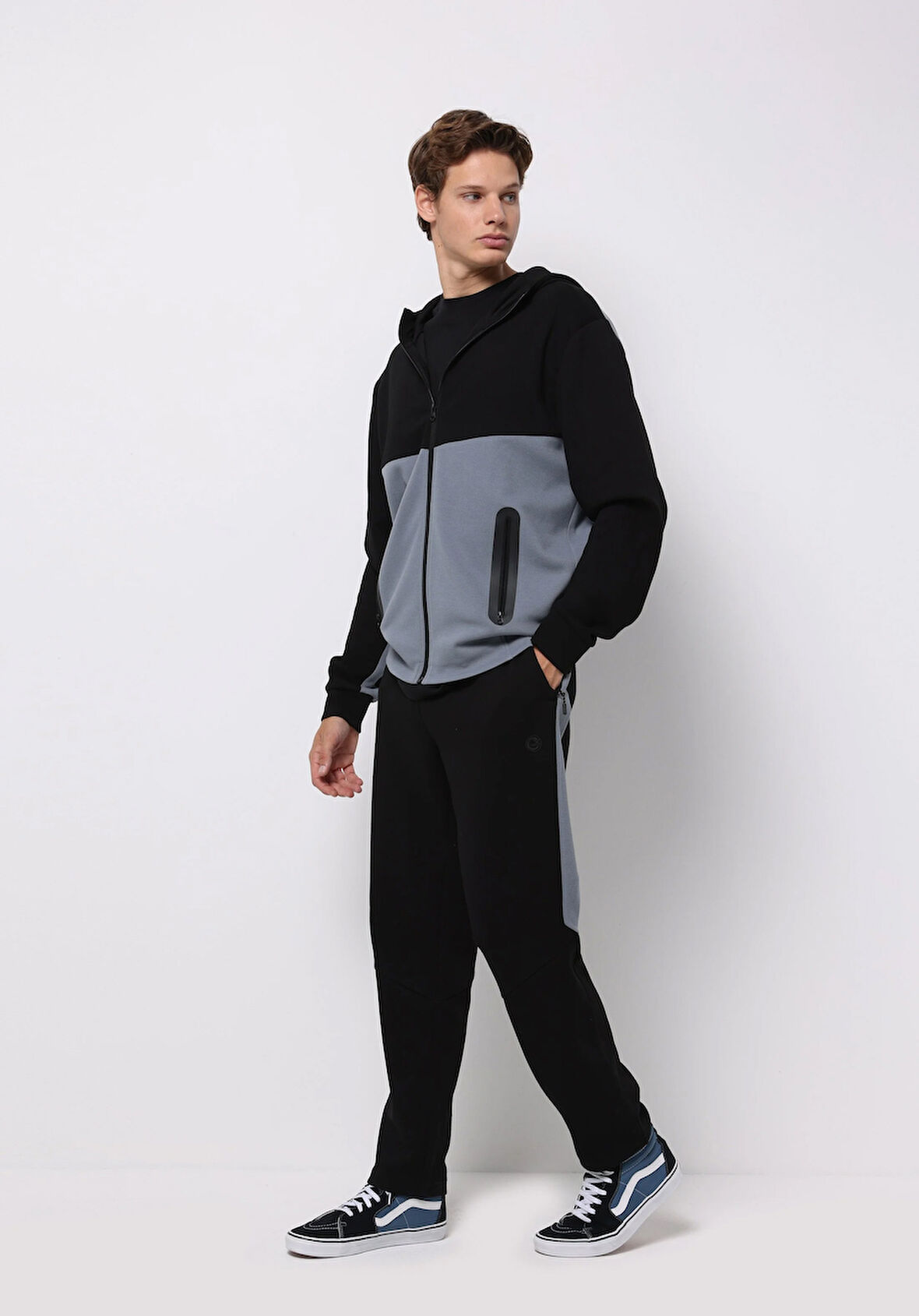 Regular Fit Orta Bel Düz Erkek Siyah Eşofman Altı