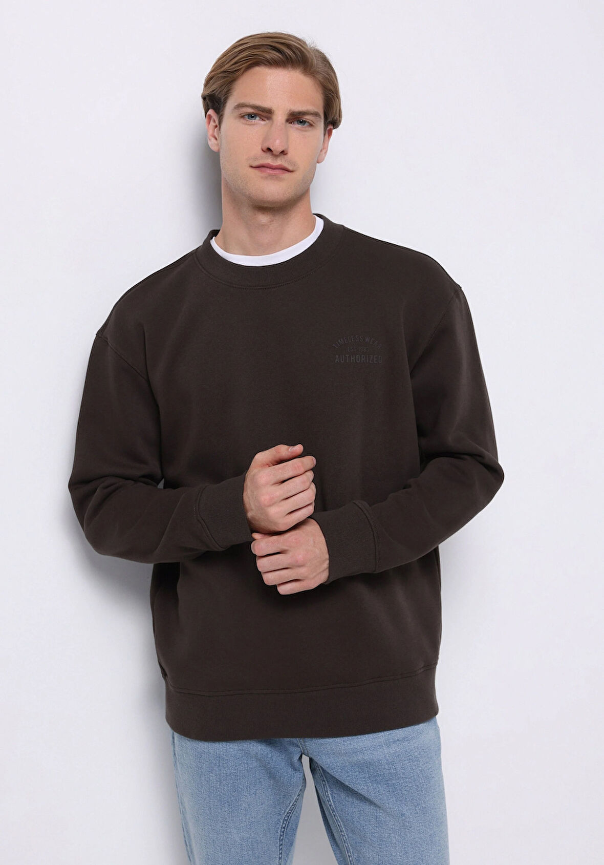 Comfort Fit   Erkek Kahverengi Sweatshirt