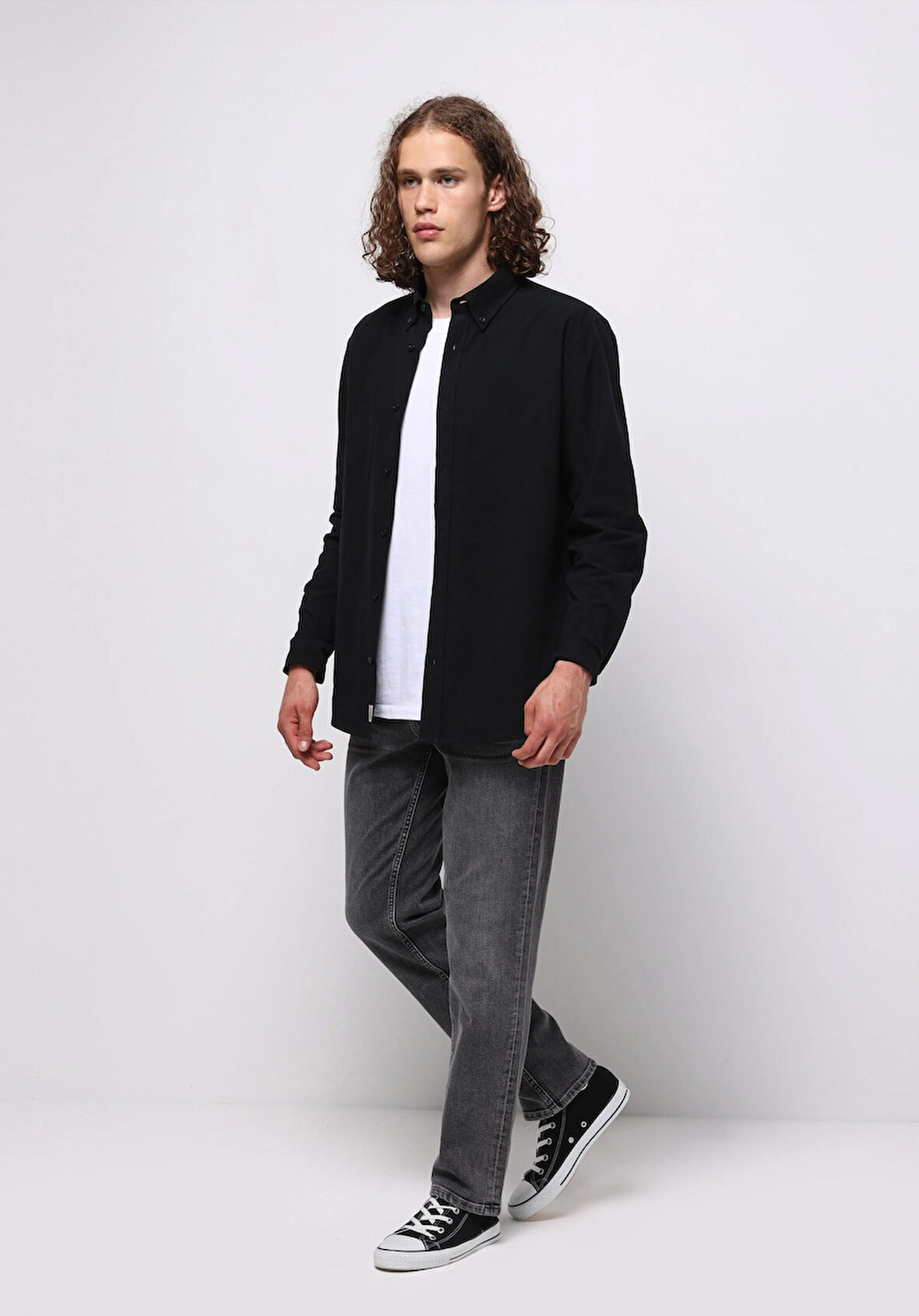 Loose Straight Fit   Erkek Antrasit Jean Pantolon