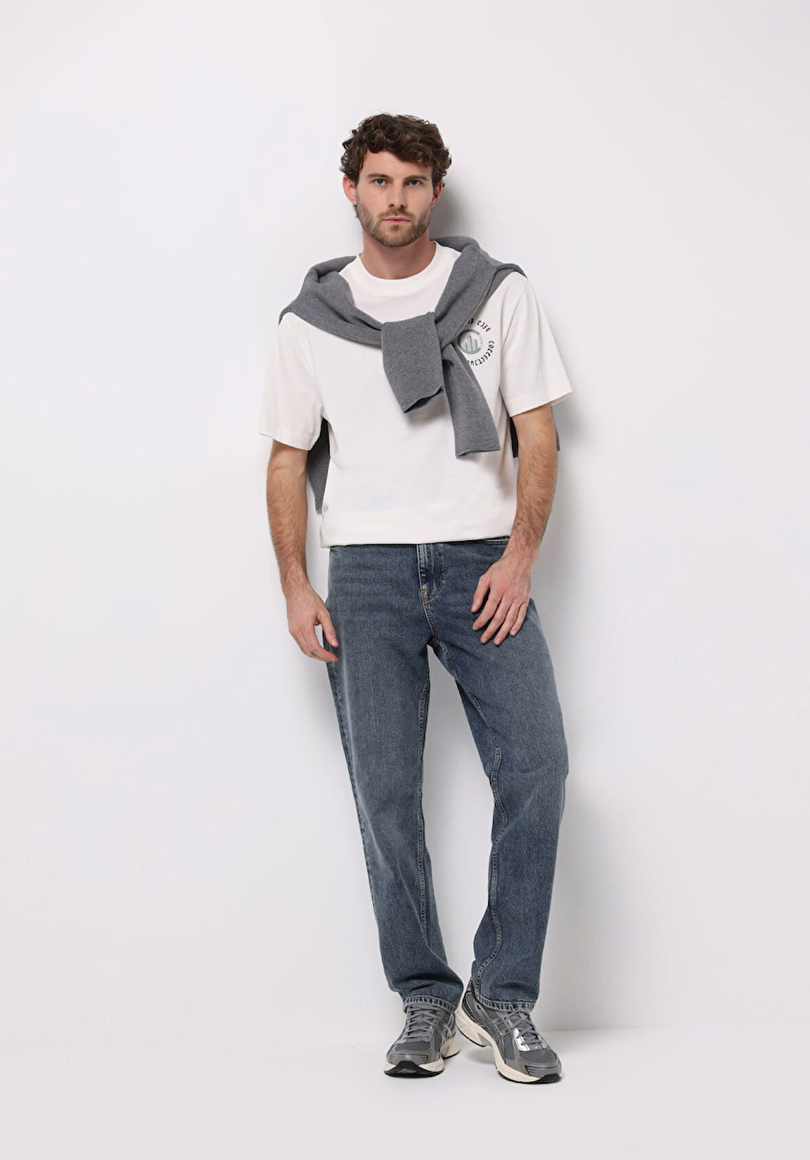 Loose Straight Fit   Erkek İndigo Jean Pantolon