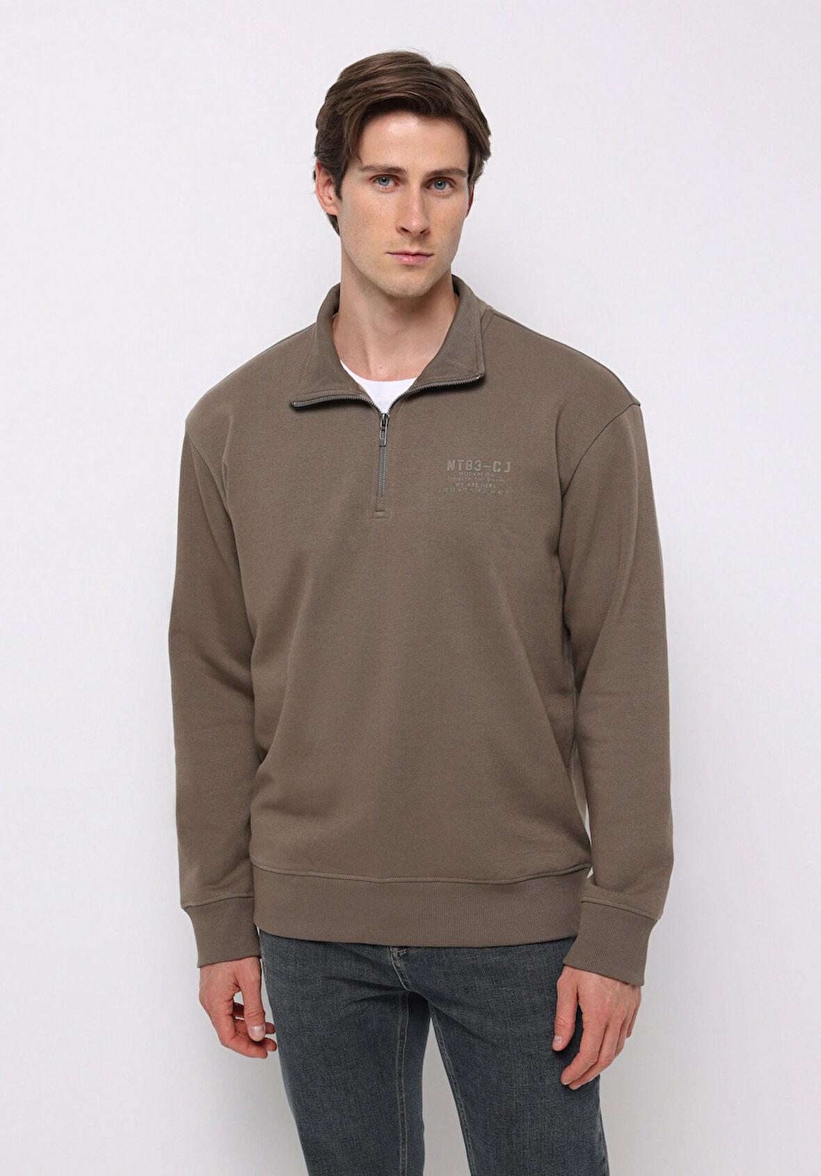 Comfort Fit   Erkek Gri Sweatshirt