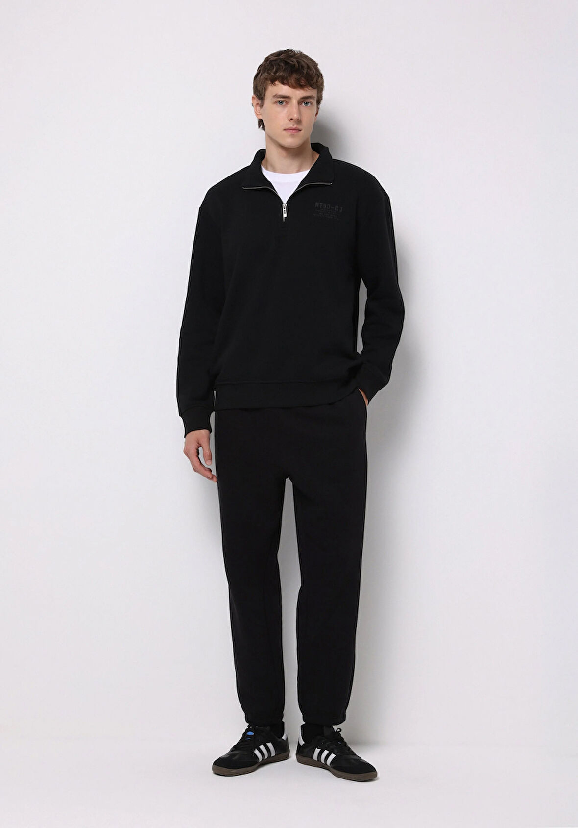 Loose Fit Orta Bel Düz Erkek Siyah Eşofman Altı