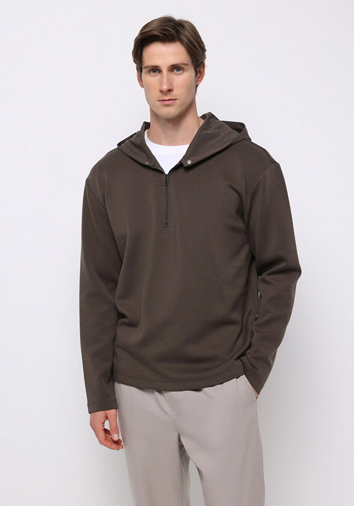 Comfort Fit   Erkek Gri Sweatshirt